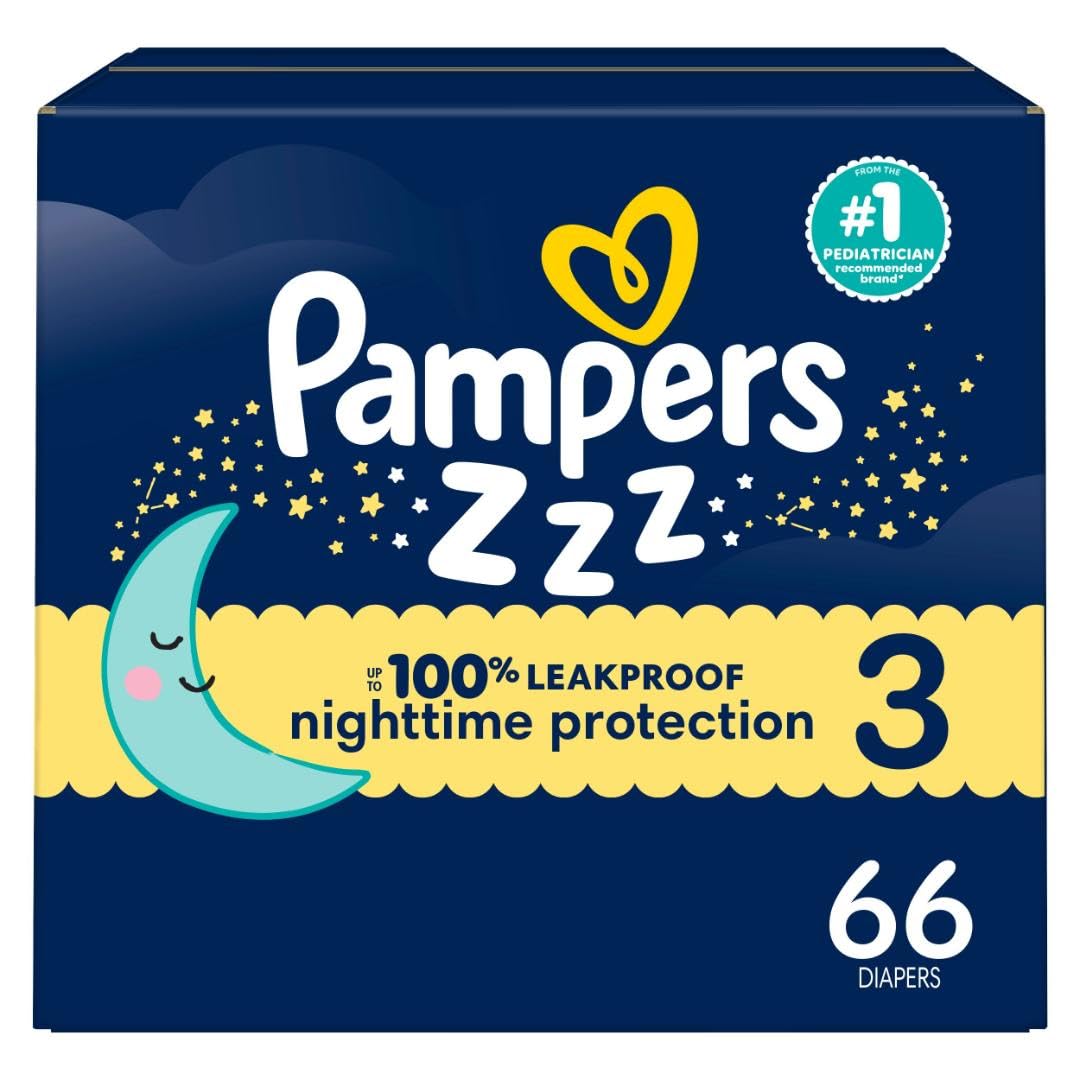 Pampers ZZZ Overnight Diapers, Size 3, Nighttime Protection Disposable Baby Diaper, 1 Pack (Count of 66) 🍁 All In One Marketplace Canada