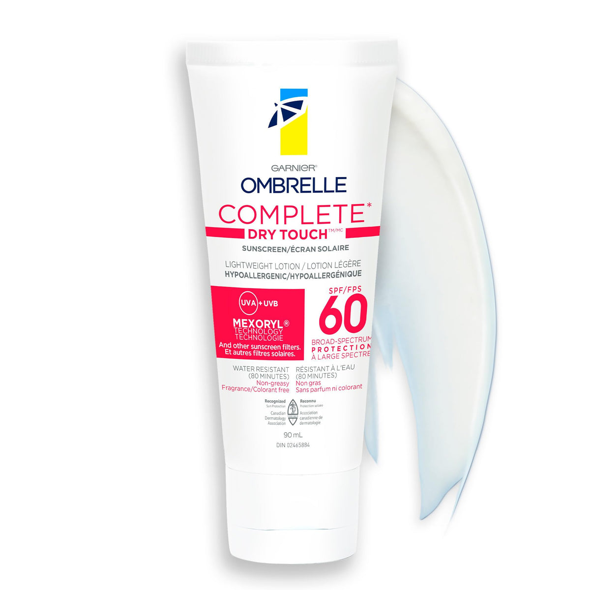 Garnier Ombrelle Complete Dry Touch Sunscreen Lotion, SPF 60, Travel Sunscreen, For Face & Body, For Sensitive Skin, Water-Resistant, Non-Sticky, Very High Broad Spectrum UVA/UVB Protection, 90ml 🍁 All In One Marketplace Canada