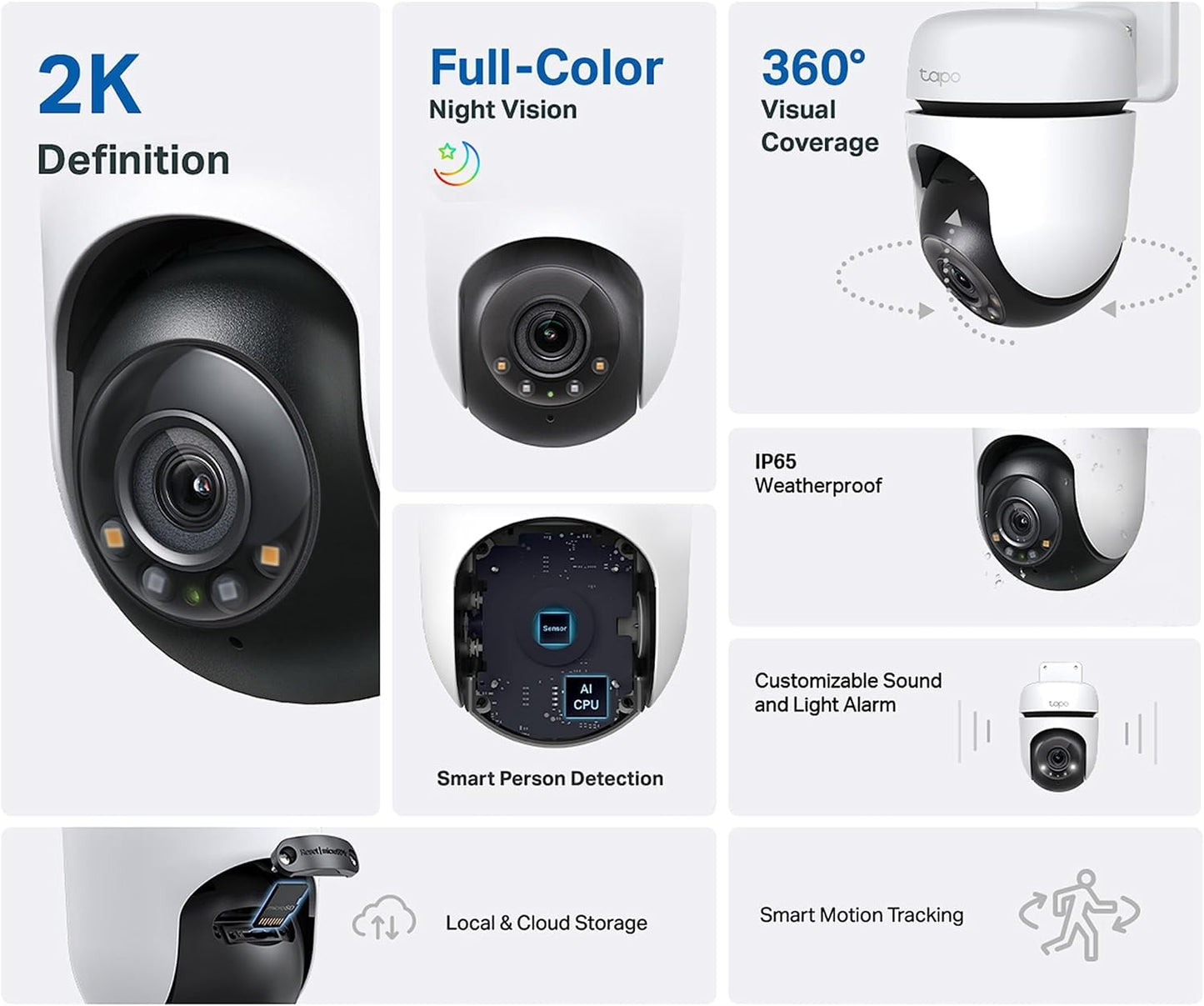 Tapo 2K 3MP QHD Pan/Tilt Outdoor Wired Security Wi-Fi Camera, 360° Visual Coverage, Full-Color Night Vision Up to 98ft, Smart Motion Tracking, Person Detection,Physical Privacy Mode(Tapo C510W) 🍁 All In One Marketplace Canada