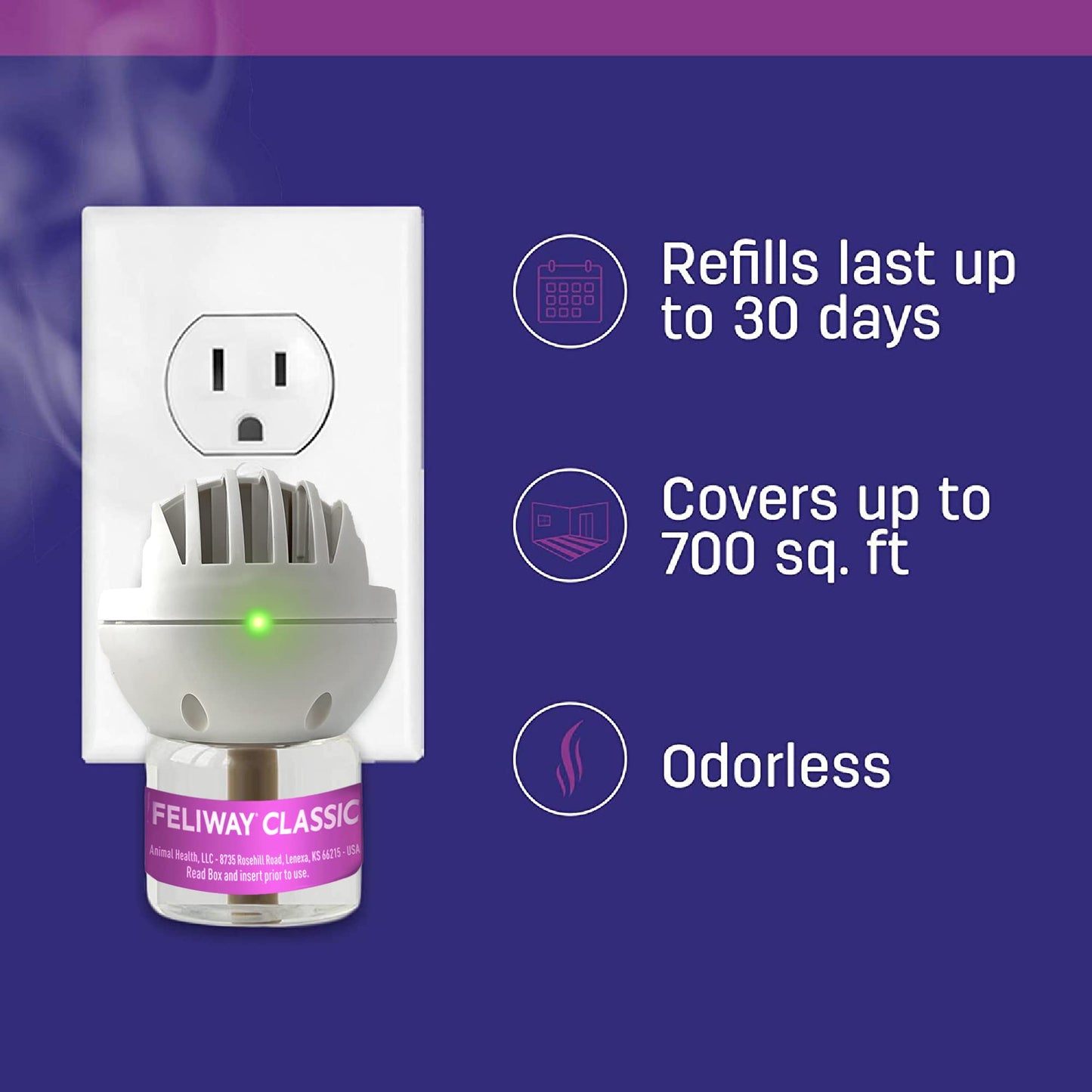 FELIWAY Classic Diffuser Refill, Promotes Calmness in Cats & Kittens, VHP Registered NN.P4B8, includes 1 Refill, Lasts 30 Days, Cat Calming Pheromones, 48ml 🍁 All In One Marketplace Canada