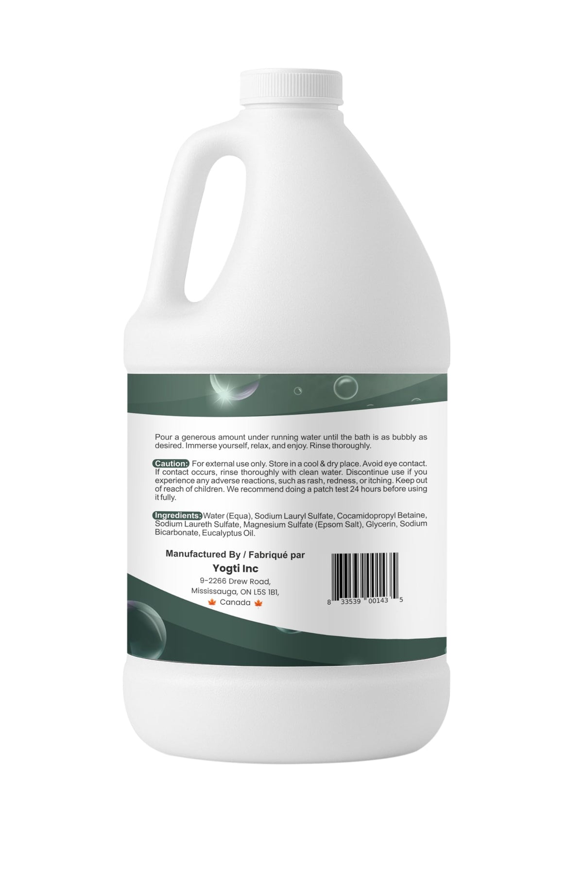 Yogti [Made in Canada] Foaming Bubble Bath Body Wash, 2 Eucalyptus, Made with with Epsom Salt & Pure Eucalyptus Essential Oil - 2 L 🍁 All In One Marketplace Canada