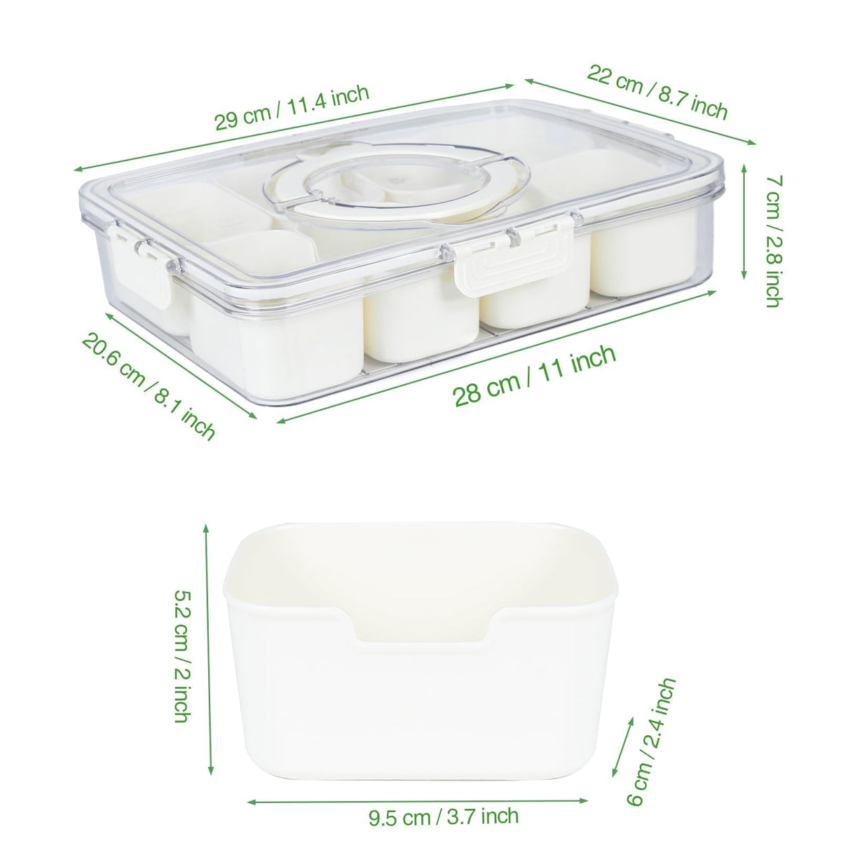 Snackle Box Container with Lid & Handle, Airtight Divided Snack Organizer, Portable Charcuterie Board for Travel, Road Trips, Picnic, Fruits, Veggies, Candy & Nuts, 2 Pack 🍁 All In One Marketplace Canada