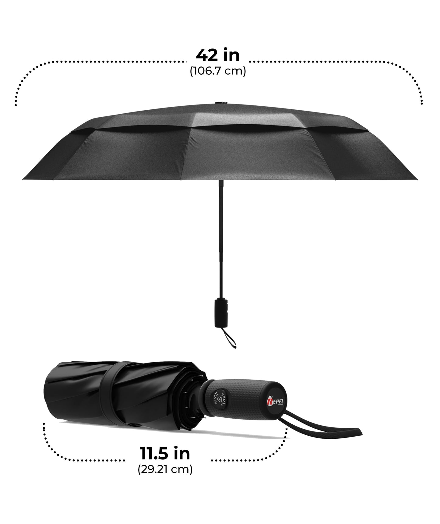 Repel Windproof Travel Umbrella - Compact & Withstands Winds up to 100MPH, Strongest Premium Auto Folding Umbrella for Rain and Sun - Durable, Light & Portable for Women & Men, Fits Backpack & Cars 🍁 All In One Marketplace Canada