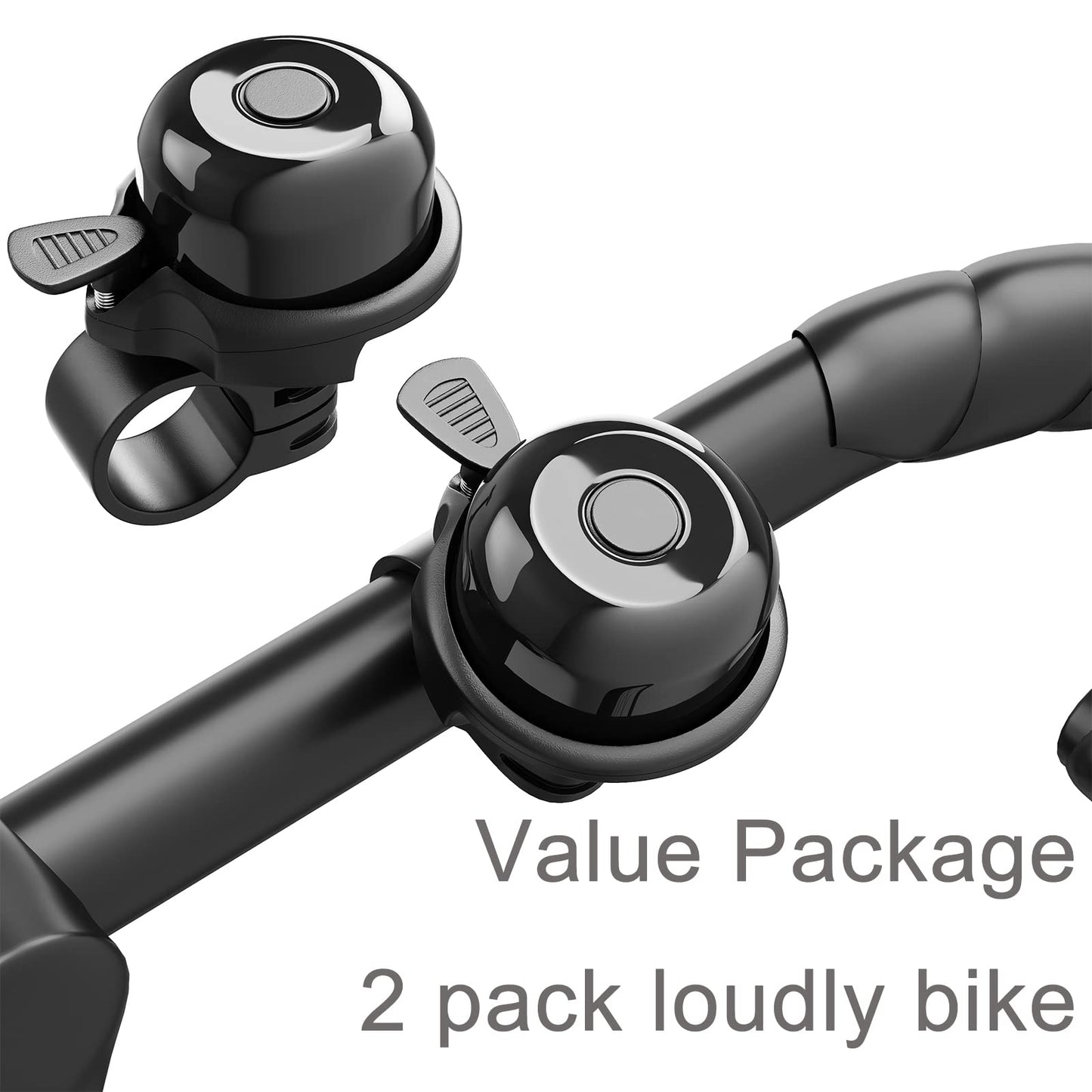 2 Pack Classic Bike Bell, Bicycle Bell | Loud Crisp Clear Sound for City Commuting & Mountain Bikes, BMX Bike, Sports Bike, Durable & Easy-Thumb Hit for Adults Kids, Right Hand/Left Hand Use - Black 🍁 All In One Marketplace Canada