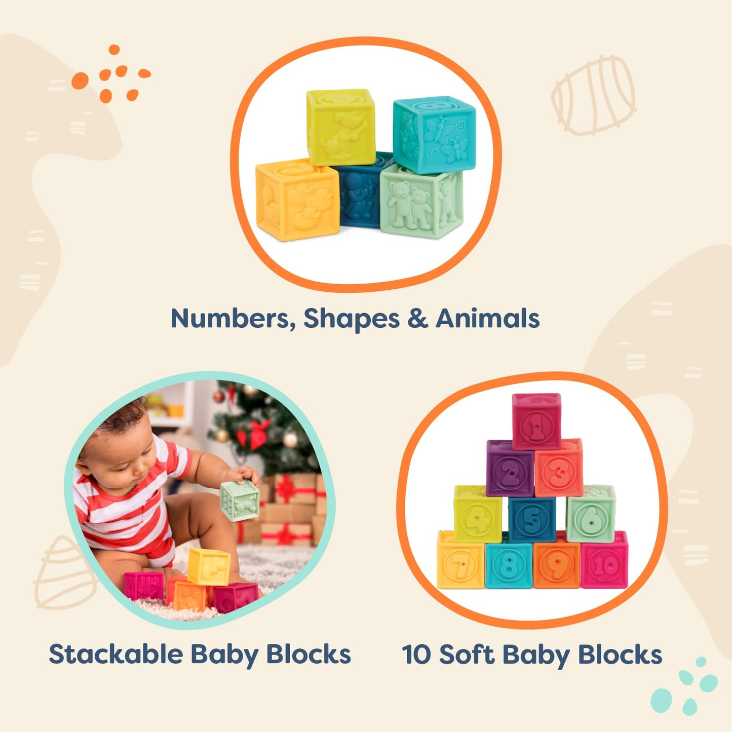 B. toys One Two Squeeze, 10 Soft Stacking Blocks, Blocks - 2, Baby 🍁 All In One Marketplace Canada