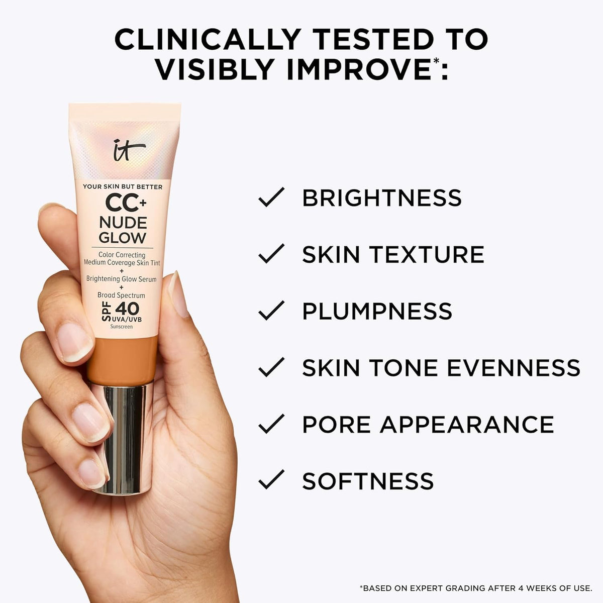IT Cosmetics CC+ Nude Glow Lightweight Foundation + Glow Serum with SPF 40 - With Niacinamide, Hyaluronic Acid & Green Tea Extract - Light - 1.08 fl oz 🍁 All In One Marketplace Canada
