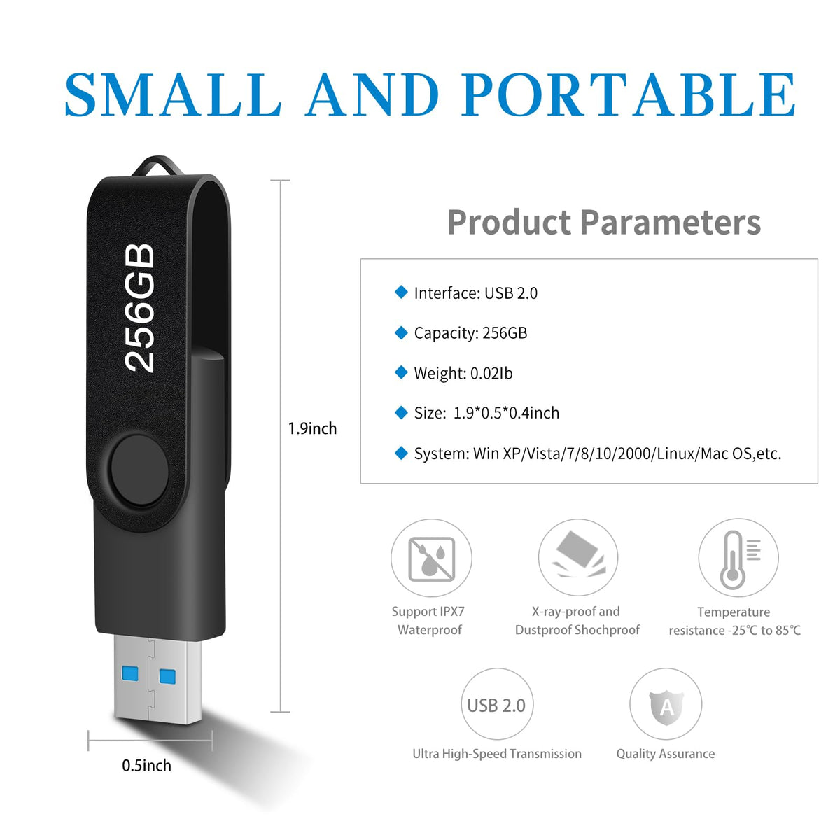 USB Flash Drive 256GB, Portable Thumb Drive: Memory Stick, Large Capacity USB Drive with Keychain, High-Speed USB 2.0 Data Storage Flash Drive for PC/Laptop 🍁 All In One Marketplace Canada
