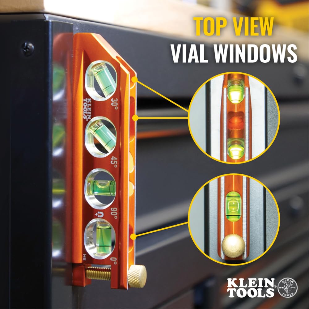 Klein Tools 935AB4V Level, 6-Inch Magnetic Torpedo and Conduit Level with 0/30/45/90 Degree Vials, V-Groove and Magnet Track, High Visibility Orange 🍁 All In One Marketplace Canada