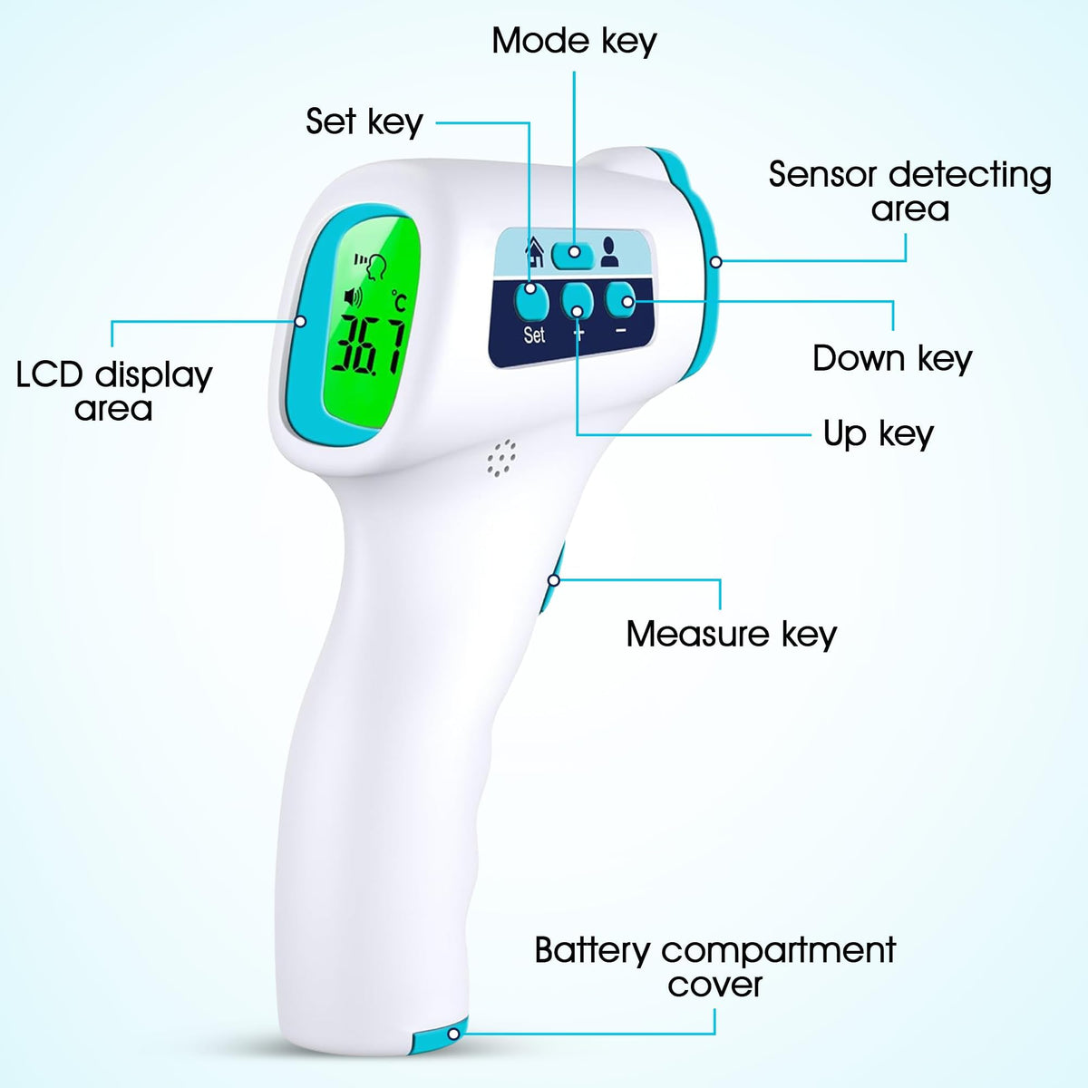 ByFloProducts Forehead Thermometer, Non Touch Digital Thermometer for Adult and Baby, Digital Infrared Thermometer, Fast and Accurate Reading with Fever Alarm, Blue 🍁 All In One Marketplace Canada
