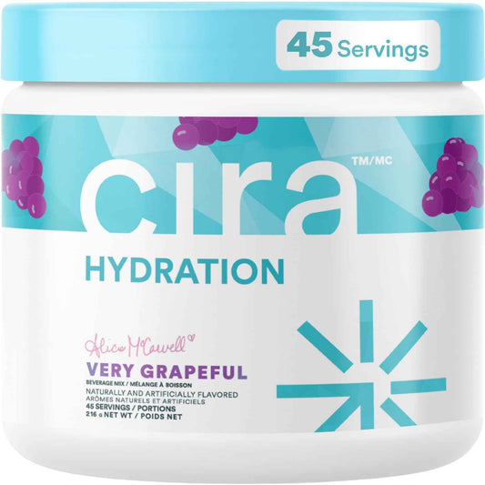 Cira Hydration Electrolytes Powder - Cira x Alicia McCarvell’s Daily Electrolyte Powder, Sugar Free, Himalayan Salt, Magnesium, Potassium for Dehydration Relief & Recovery - Very Grapeful, 45 Servings 🍁 All In One Marketplace Canada