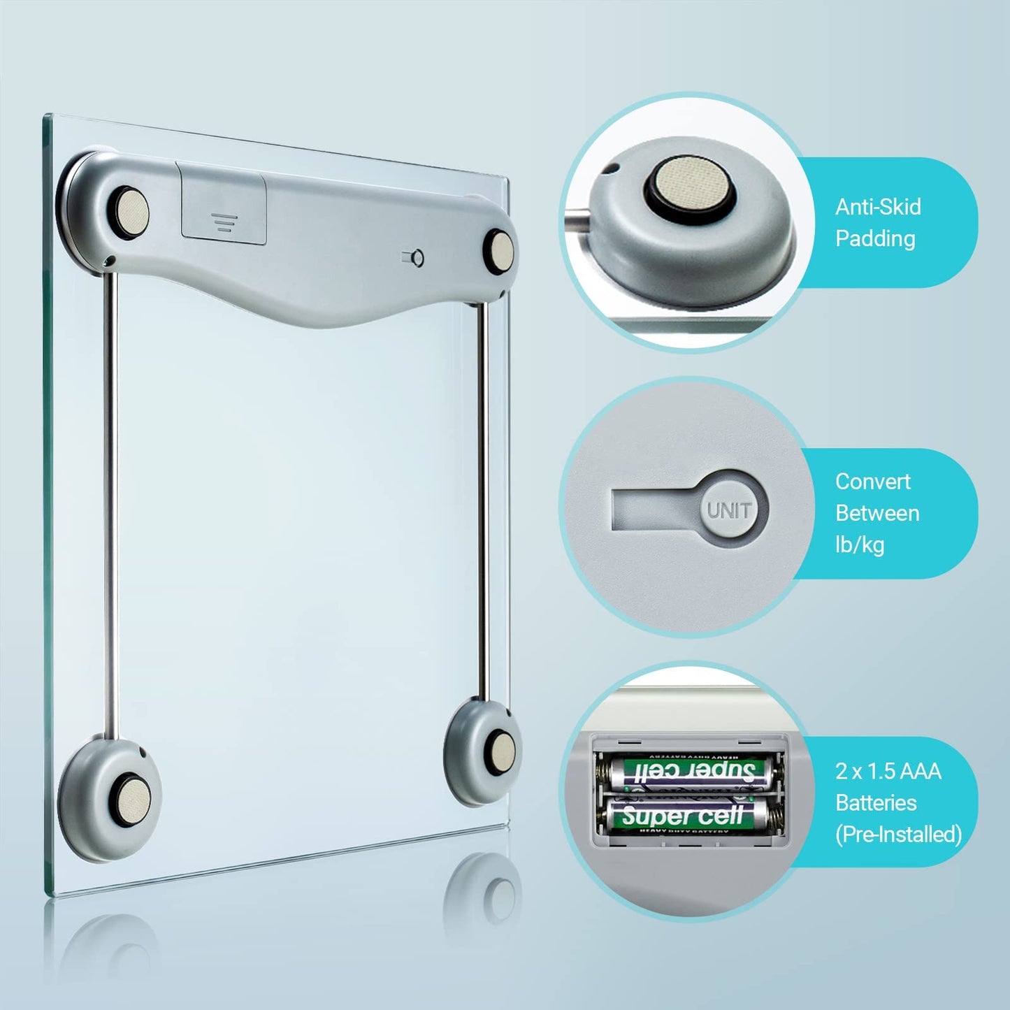 Etekcity Digital Body Weight Bathroom Scale, Large Blue LCD Backlight Display, High Precision Measurements,6mm Tempered Glass, 400 Pounds 🍁 All In One Marketplace Canada