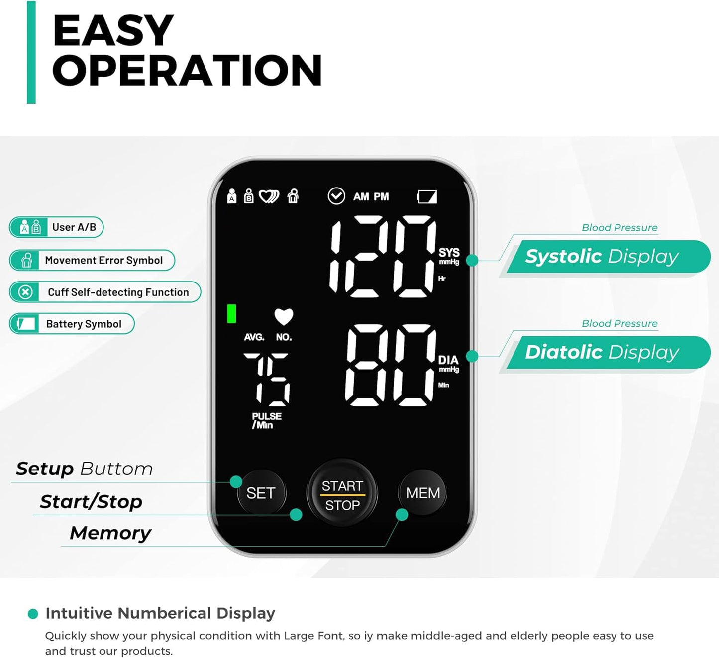 Blood Pressure Machine for Home Use Automatic Blood Pressure Monitor with 2x120 Reading Memory Adjustable Arm Cuff 8.7"-15.7" with Large LED Backlit Display Black 🍁 All In One Marketplace Canada