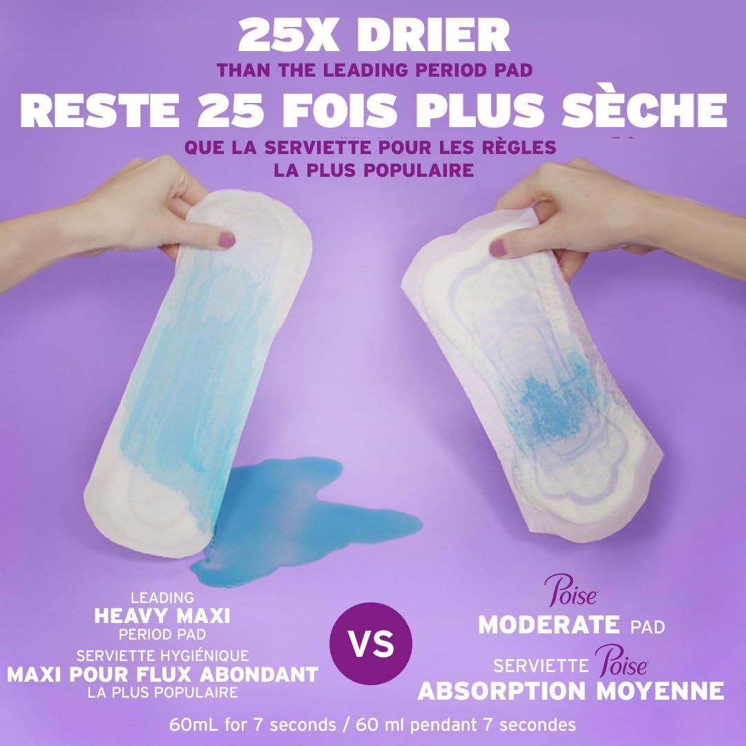 Poise Ultra Thin Incontinence Pads & Postpartum Incontinence Pads, 3 Drop Light Absorbency, Regular Length, 144 Count (3 Packs of 48) 🍁 All In One Marketplace Canada