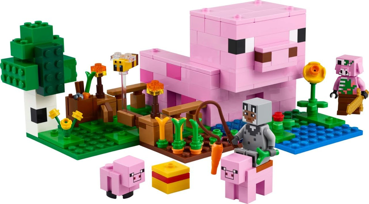 LEGO Minecraft The Baby Pig House Toy Figures and Playset - Building Minecraft Toy for Kids, Boys and Girls, Ages 7+ - with 2 Minifigures for Pretend Play - Gift Idea for Birthdays - 21268 🍁 All In One Marketplace Canada