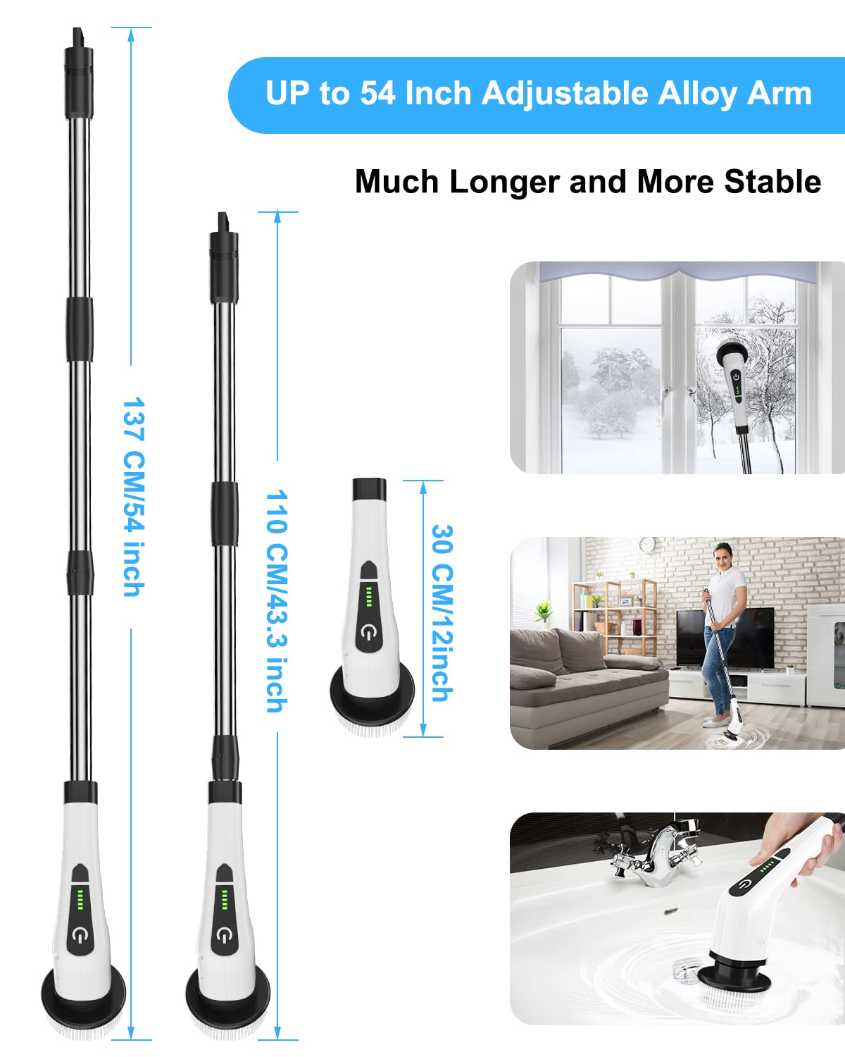 Leebein Electric Spin Scrubber, Cordless Cleaning Brush with 8 Replaceable Brush Heads, Tub and Floor Tile Power Scrubber Dual Speed with Adjustable & Detachable Handle for Bathroom Cleaning 🍁 All In One Marketplace Canada