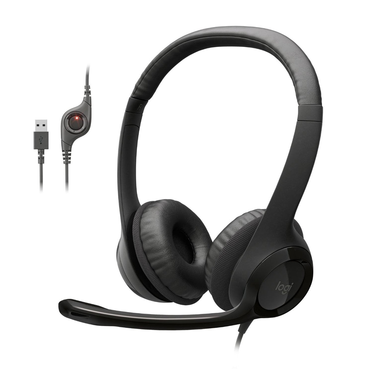 Logitech H390 Wired Headset for PC/Laptop, Stereo Headphones with Noise Cancelling Microphone, USB-A, in-Line Controls, Works with Chromebook - Black, 1 Pack 🍁 All In One Marketplace Canada