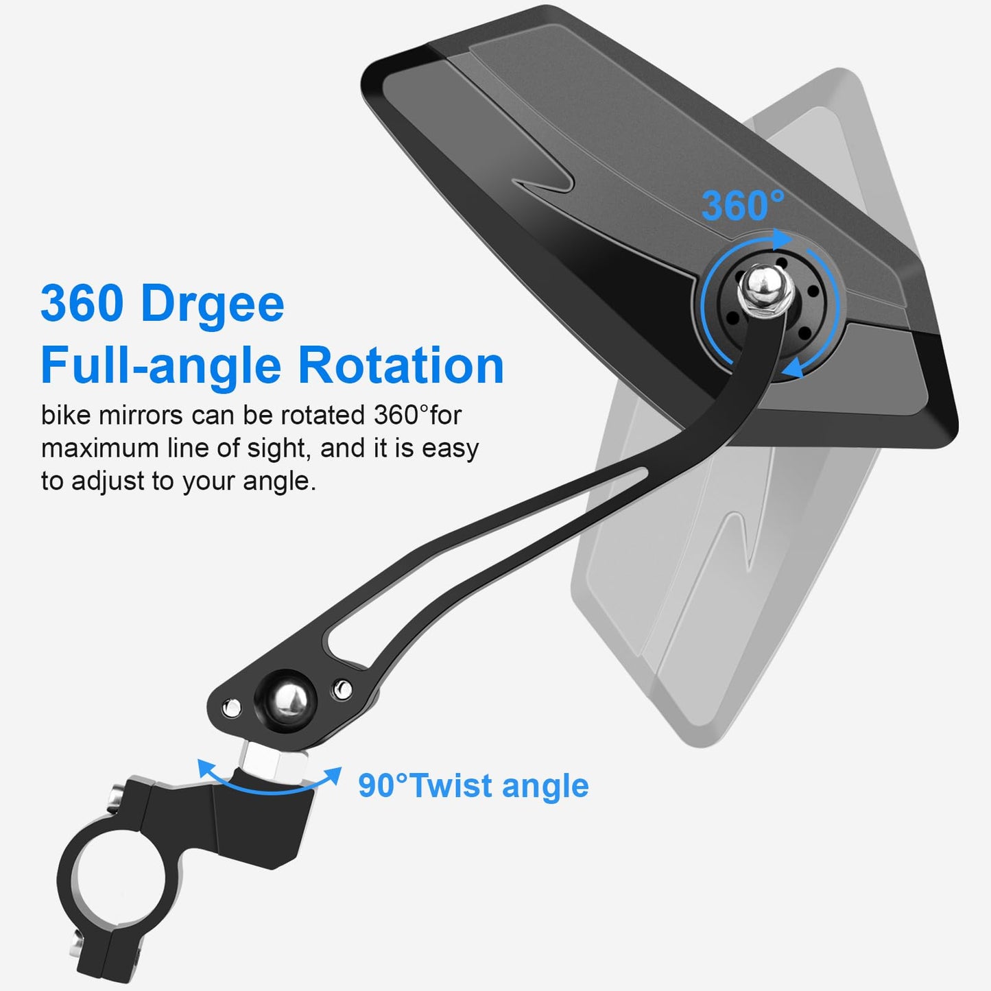 Diyife Bike Mirror, [A Pair] Aluminum HD Wide Angle Large Bicycle Rear View Mirror, 360°Adjustable Shockproof Bicycle Mirrors for Handlebar 22-25mm, Fit for Mountain Road Bike Scooter Motocycle 🍁 All In One Marketplace Canada