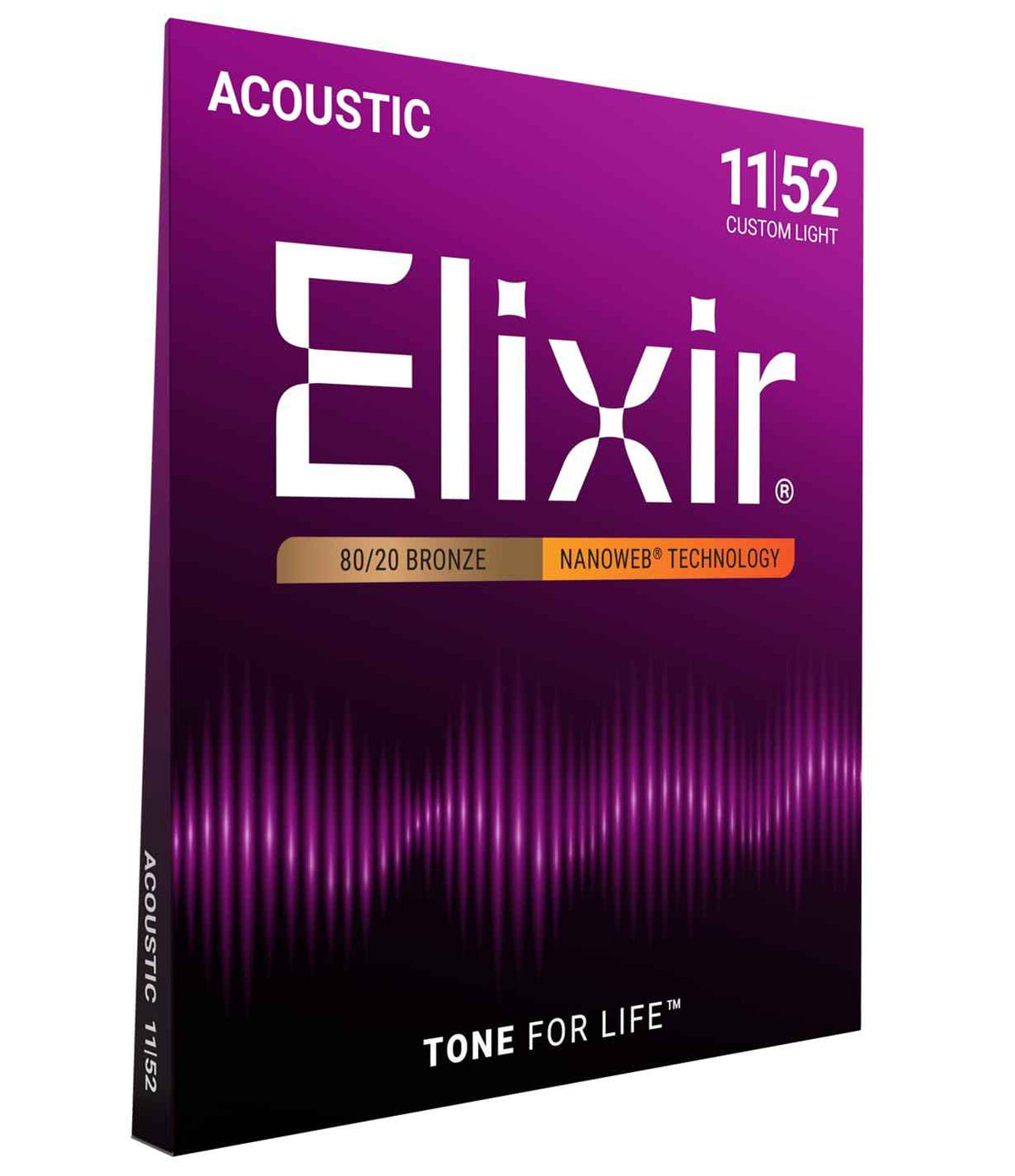 Elixir 80/20 Bronze Acoustic Guitar Strings with Nanoweb Coating - Custom Light 11-52 🍁 All In One Marketplace Canada