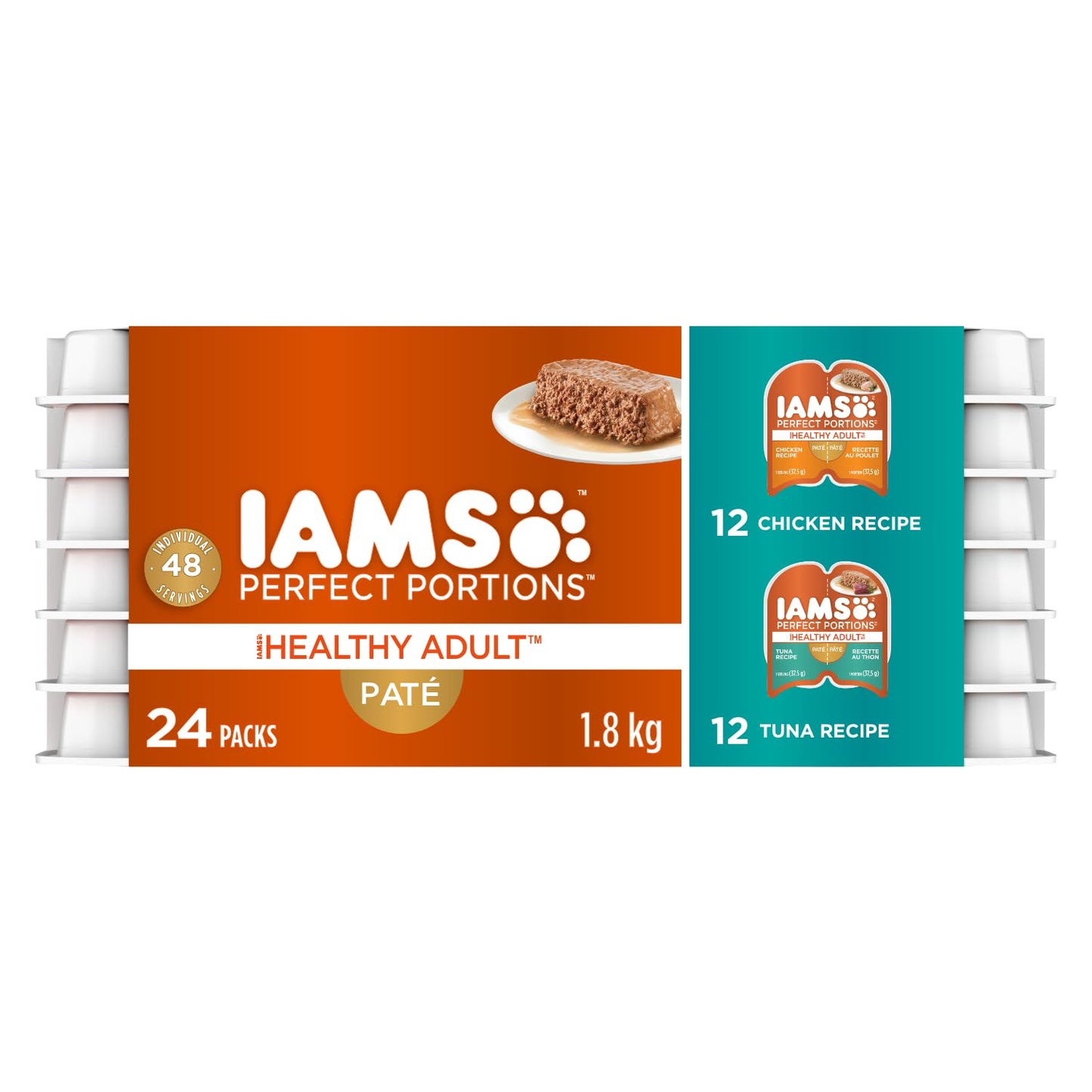 IAMS Perfect Portions Adult Wet Cat Food - Chicken and Tuna Paté Variety Pack, 75g (24 Pack) 🍁 All In One Marketplace Canada