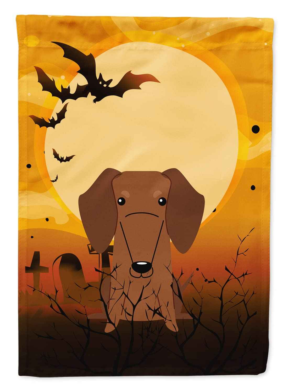 Caroline's Treasures BB4396CHF Halloween Dachshund Red Brown Canvas House Size Flag, Large, Multicolor