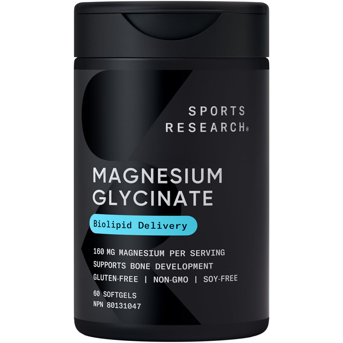 Sports Research® Magnesium Glycinate - Supports Bone Development & Muscle Function | 160mg of Chelated Elemental Magnesium w/Coconut MCT Oil | Non-GMO, Gluten & Soy Free - Liquid Softgels | 60 Count 🍁 All In One Marketplace Canada