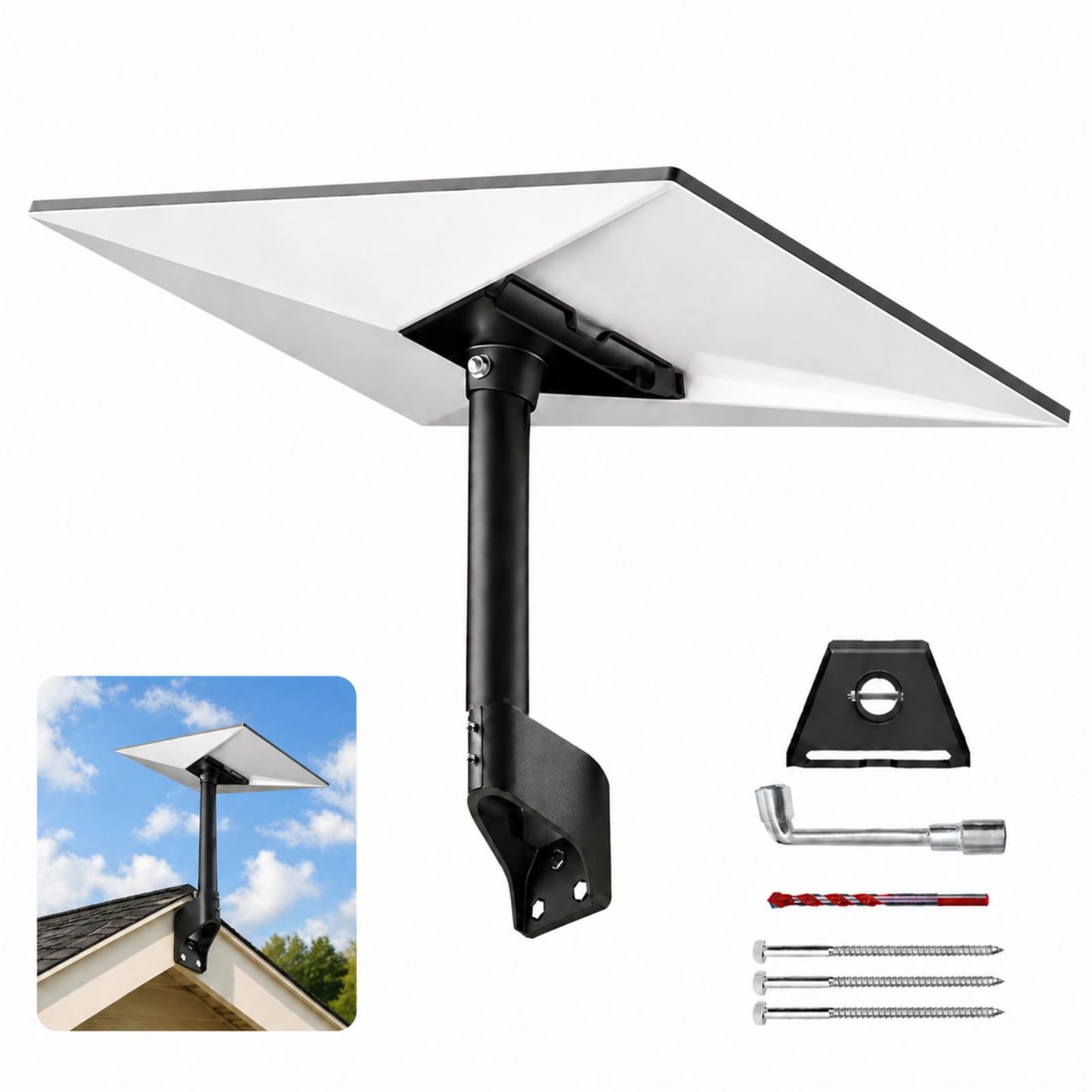 Gen 3 Mount for Starlink, 360° Adjustable Standard 4/4X Dish Wall Mount with Aluminum Adapter, Rust-Resistant Roof and Eave Mounting Kit for Outdoor Use 🍁 All In One Marketplace Canada