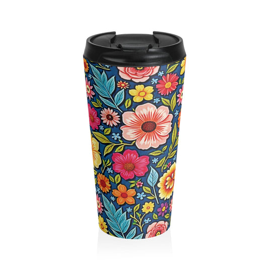 Colorful Floral Pattern Stainless Steel Travel Mug | Flower Travel Tumbler
