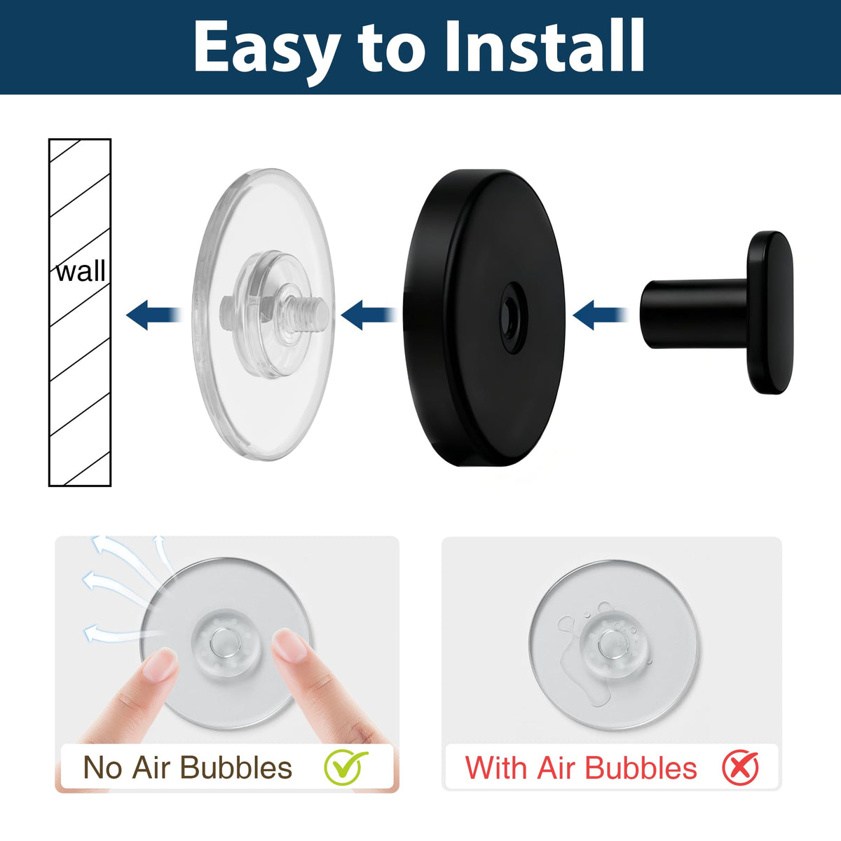 Suction Cup Hooks for Shower: 15 LB Strong Wall Hanger for Bathroom, Front Door, Glass, Window, RV, Holder for Towel, Christmas Wreath, Coat, Loofah, Waterproof & Reusable, Matt Black 4 Pack 🍁 All In One Marketplace Canada