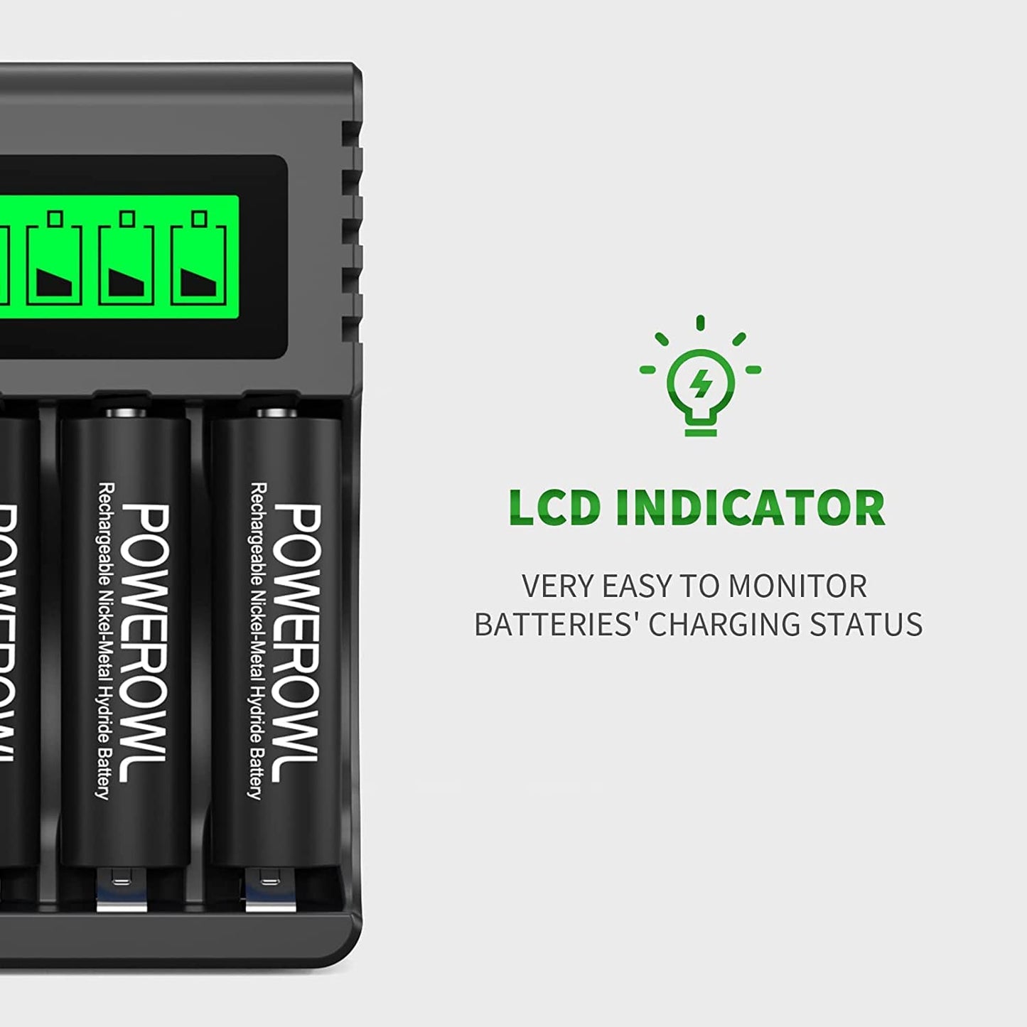 POWEROWL AA AAA Rechargeable Battery Charger, 4 Bay LCD Smart Battery Charger for Ni-MH AA AAA Rechargeable Batteries, Independent Slot & USB Fast Charging 🍁 All In One Marketplace Canada