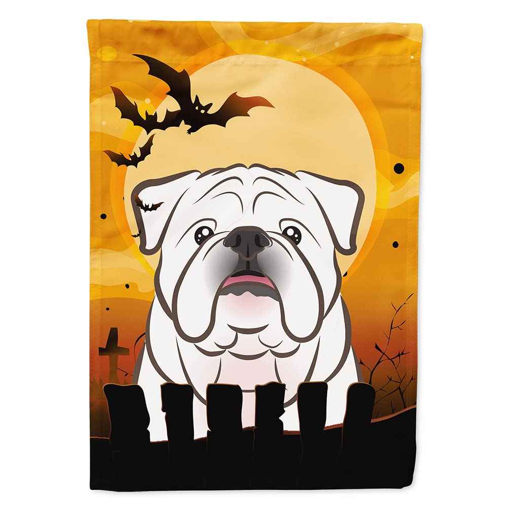 Caroline's Treasures BB1778CHF Halloween White English Bulldog Canvas House Size Flag, Multicolor, Large