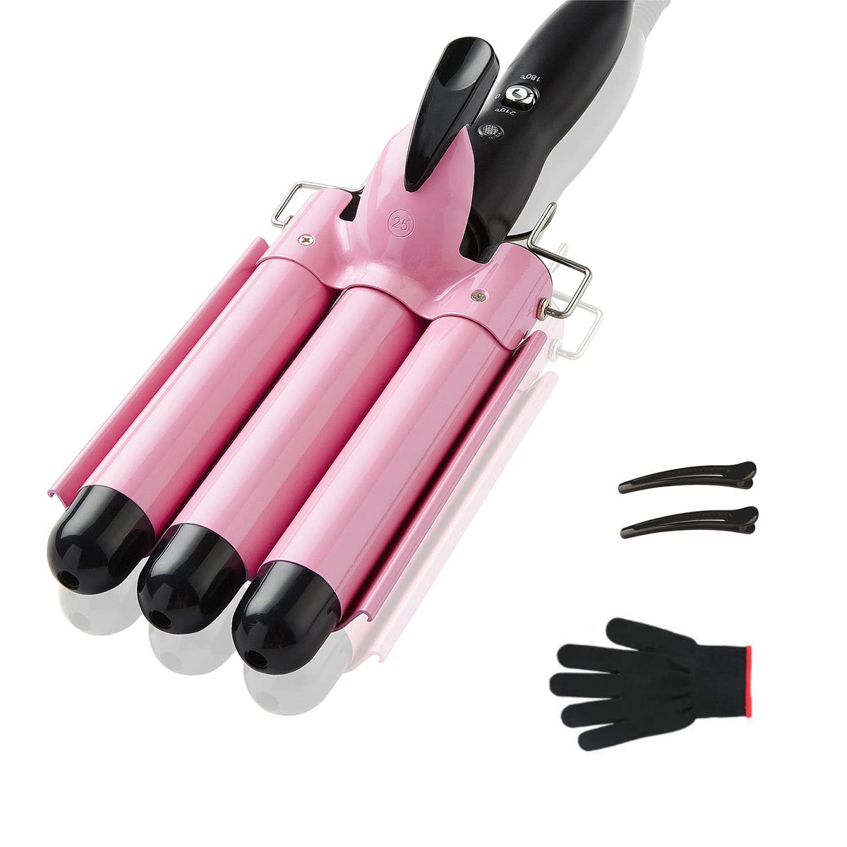 3 Barrel Curling iron Hair Waver, TOP4EVER 25mm Professional Ceramic Hair Curler with Two Temperature Control, Fast Heating 1inch Triple Barrel Crimper Wand for Waving Hair 🍁 All In One Marketplace Canada