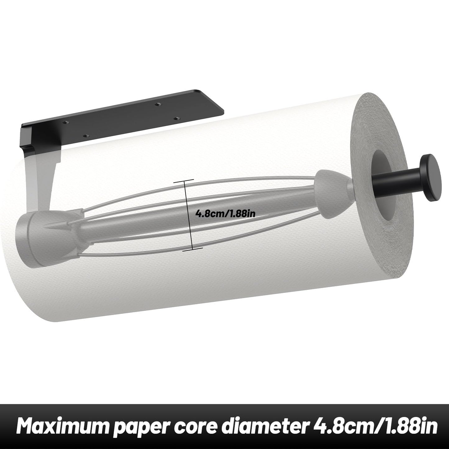 VEHHE Paper Towel Holder Under Cabinet with Ratchet System, Single Hand Operable Paper Towel Holder Wall Mount with Damping Effect, Self-Adhesive Papers Towels Holders or Drilled for Kitchen (Black) 🍁 All In One Marketplace Canada