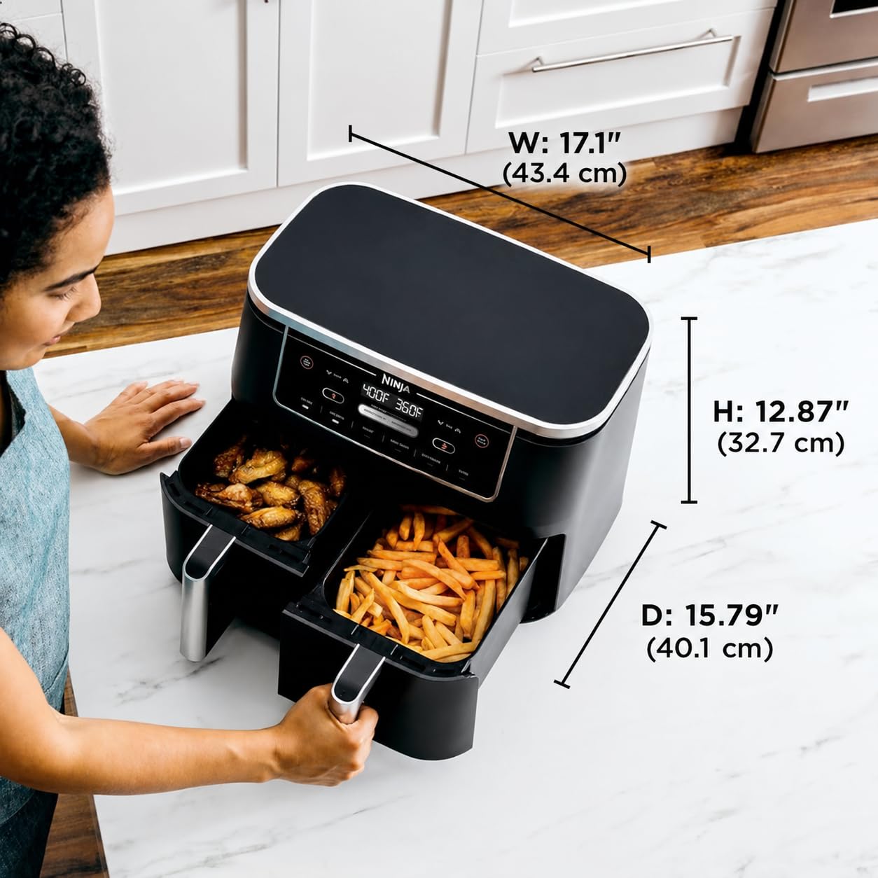 Ninja Foodi 10-qt. 6-in-1 DualZone XL Air Fryer, 2 Independent Baskets, Match Cook & Smart Finish to Air Fry, Air Broil, Roast, Bake, Dehydrate, & Keep Warm, Black, DZ302C (Canadian Version) 🍁 All In One Marketplace Canada