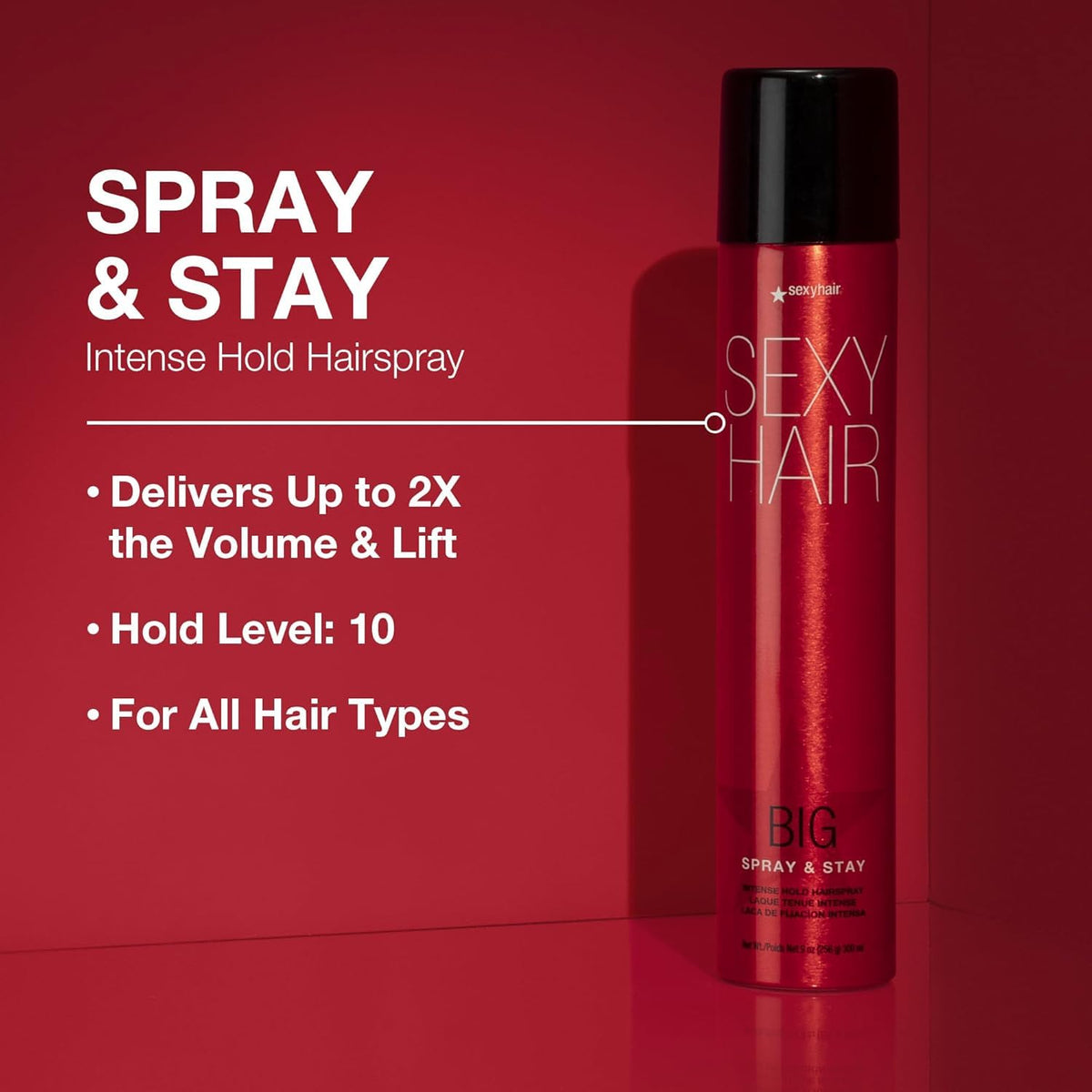 SexyHair Big Spray and Stay Intense Hold Hairspray, Long Lasting, Humidity Protection, Shine, 9 fl oz 🍁 All In One Marketplace Canada