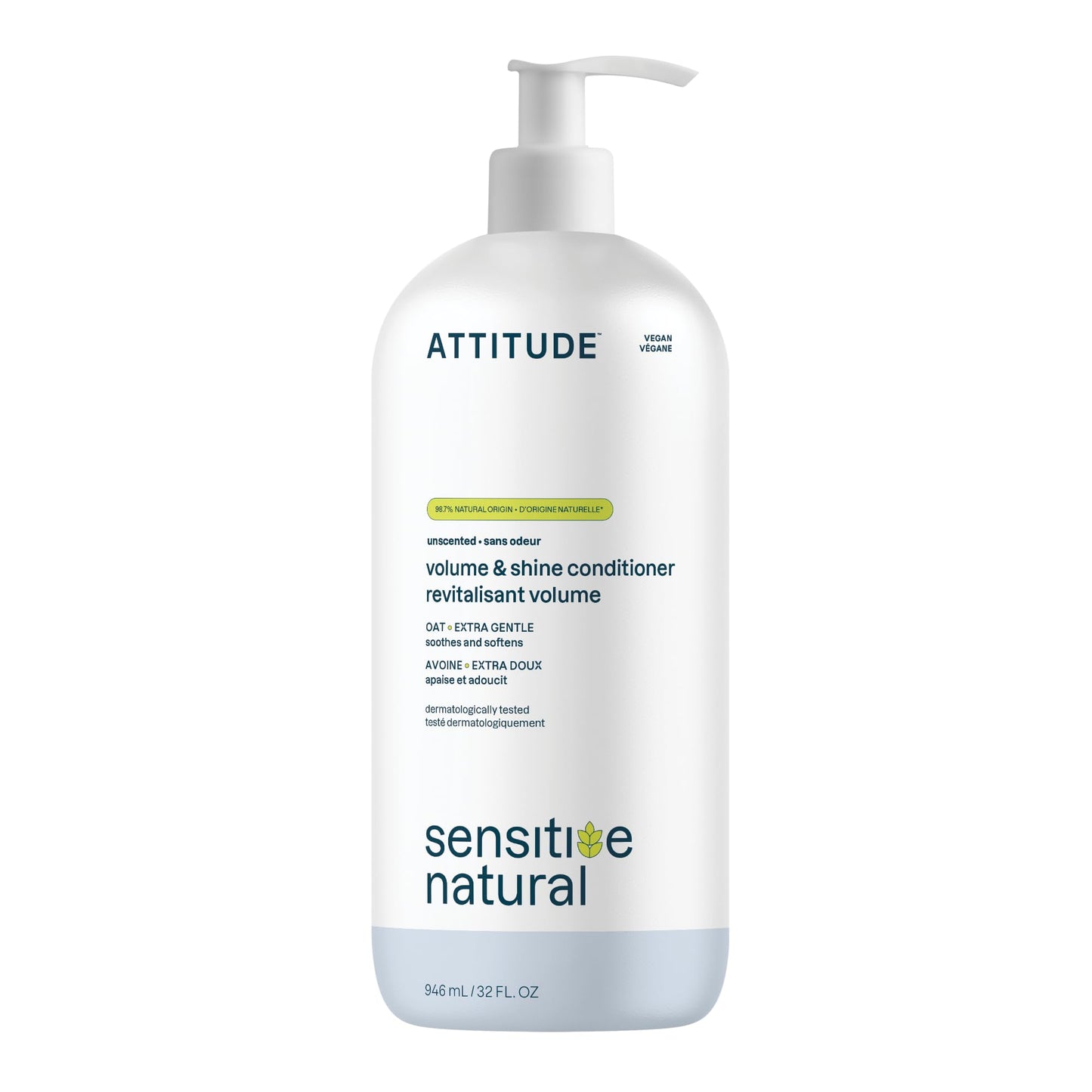 ATTITUDE Extra Gentle Hair Conditioner for Sensitive Dry Scalp, Soothing Oat, Made in Canada, Naturally Derived Ingredients, Dermatologically Tested, Vegan Detangler, Unscented, 946 mL 🍁 All In One Marketplace Canada