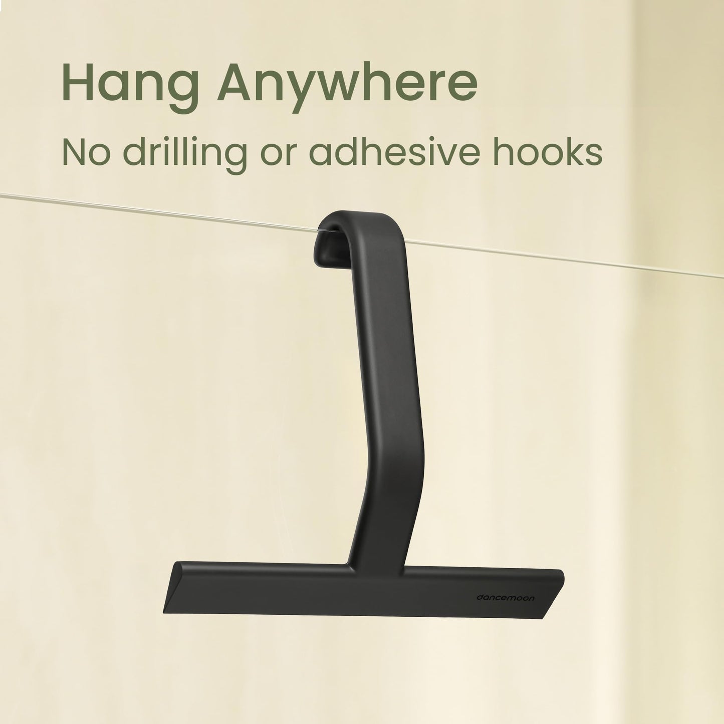 dancemoon JustHang Shower Squeegee for Glass Doors, All-One-Piece Silicone with Built-in Hook Design for Easy Hanging, Household Window Mirror Squeegee for Bathroom, Glass, Tile Wall,Car 10-Inch Black 🍁 All In One Marketplace Canada