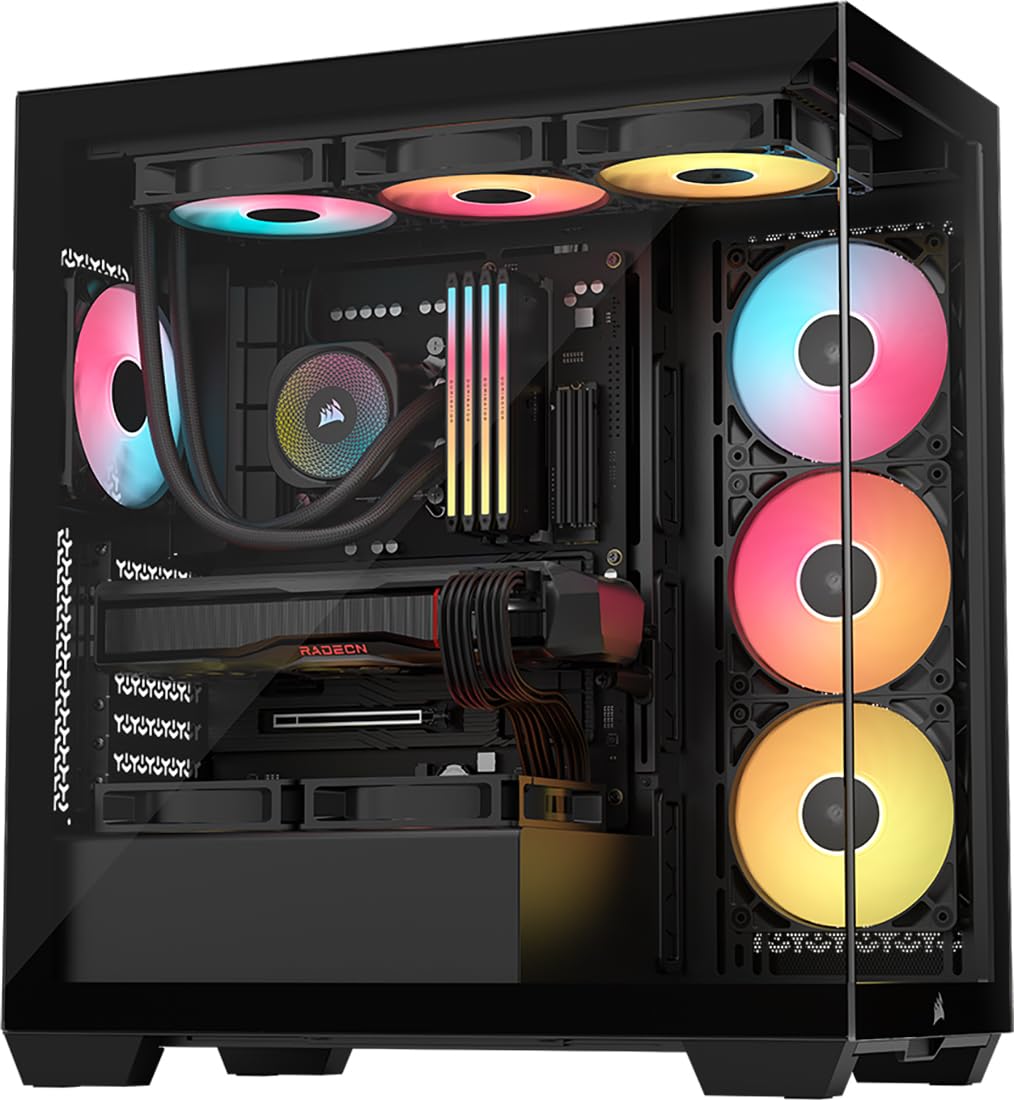 CORSAIR 3500X RS-R ARGB Mid-Tower PC Case – 3X Pre-Installed RS120-R ARGB Fans, GPU Anti-Sag Arm, Fits up to 10x 120mm Fans, Reverse Connection Motherboard Compatible – Black 🍁 All In One Marketplace Canada