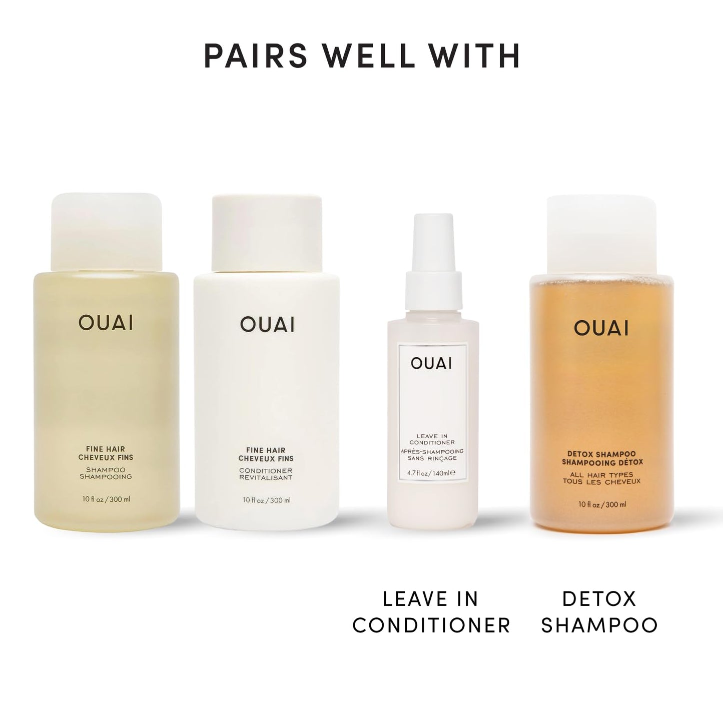 OUAI Fine Shampoo and Conditioner Set - Sulfate Free Shampoo and Conditioner for Women & Men - Made with Keratin, Marshmallow Root, Shea Butter & Avocado Oil - Free of Parabens & Phthalates (10 Fl Oz) 🍁 All In One Marketplace Canada