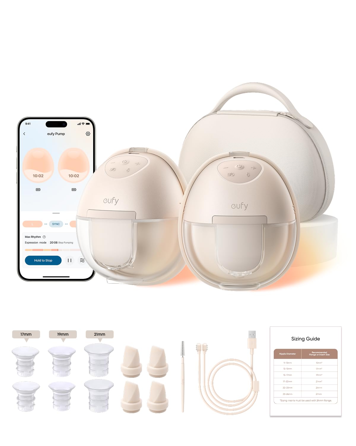eufy Security Breast Pump Series S1 Pro, Electric Hands-FreeBreast Pump with Heating Technology, Portable Charging Case, App Controlled Smart Rhythm, Hospital-Grade Suction, Leak-Proof and Ultra-Quiet 🍁 All In One Marketplace Canada