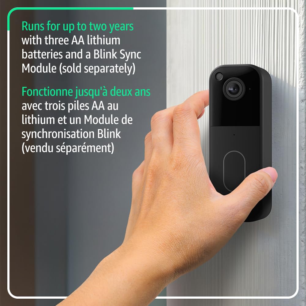 Blink Video Doorbell – Head-to-toe HD view, two-year battery life, and simple setup. Required Sync Module not included – Add-On (Black) 🍁 All In One Marketplace Canada