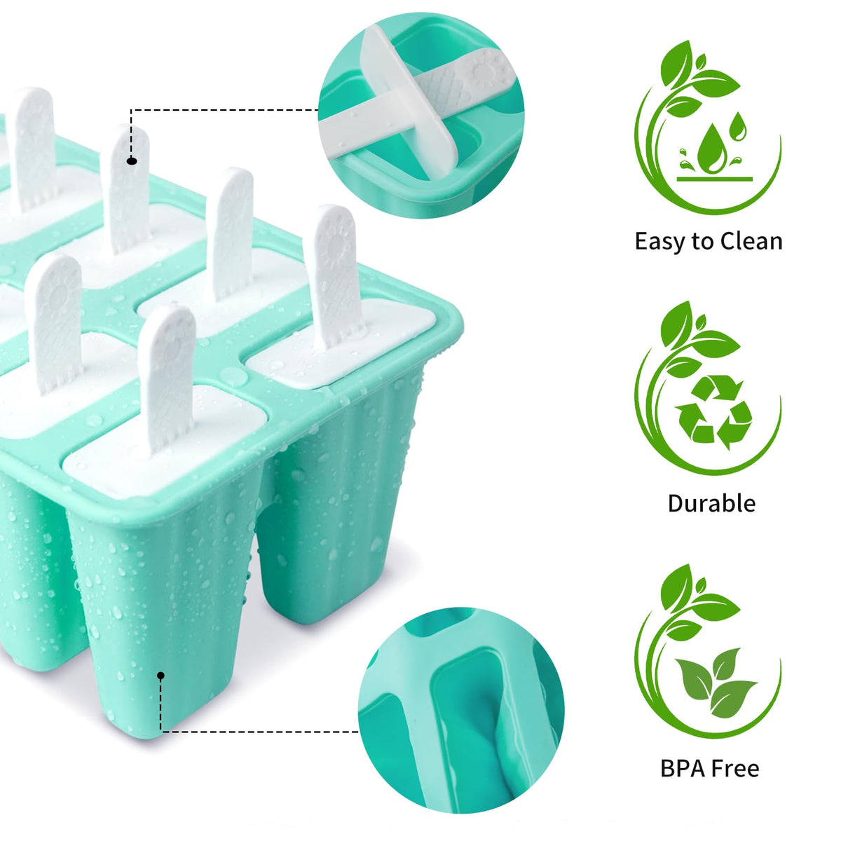 Popsicle Molds 10 Cells, Silicone Ice Cream Mould with Sticks, Non-Stick Ice Lolly Mold with Silicone Funnel and Brush, BPA Free 🍁 All In One Marketplace Canada