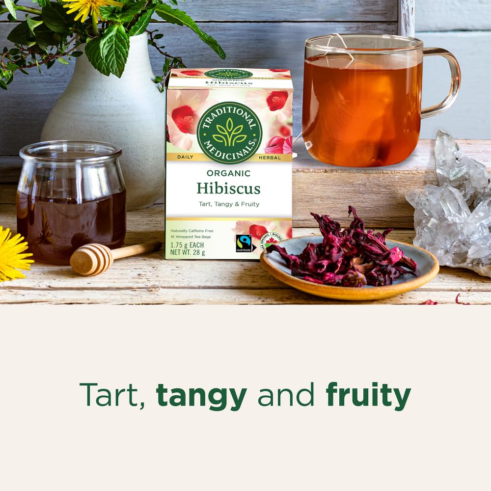 Traditional Medicinals - Organic Hibiscus Herbal Tea (Pack of 6) - Fair Trade Ingredients - Tart, Tangy and Fruity - 96 Tea Bags Total 🍁 All In One Marketplace Canada