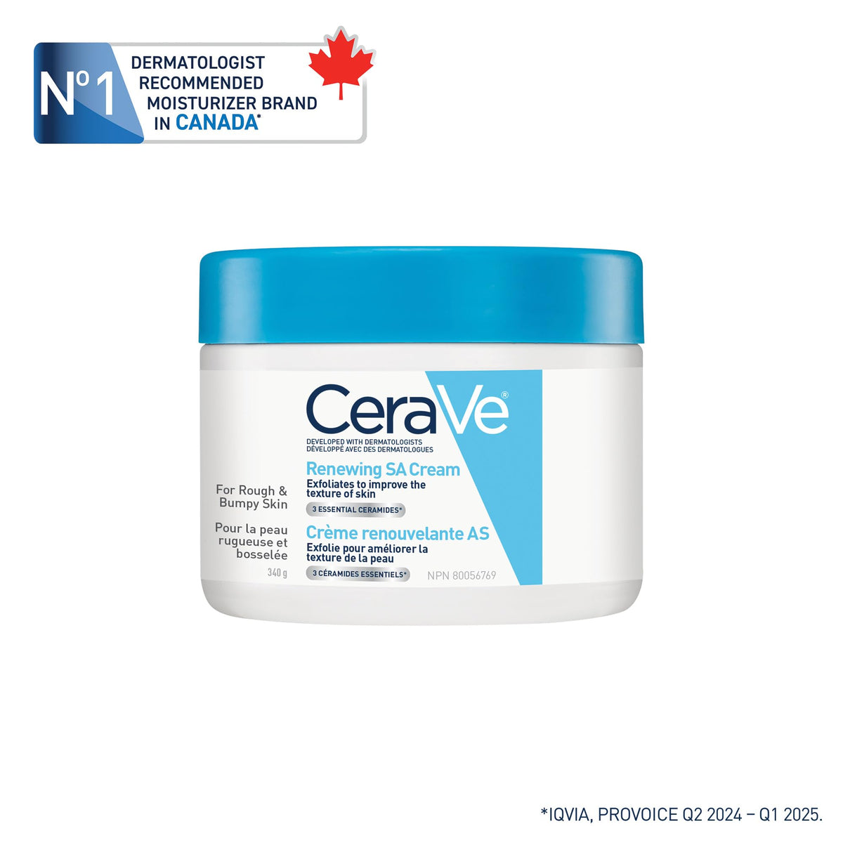 CeraVe Salicylic Acid Cream, Renewing SA Body Cream for Very Dry, Rough & Bumpy Skin, Psoriasis, Keratosis Pilaris, Itching & Flaking. With Lactic Acid, Hyaluronic Acid, Fragrance Free, 340g 🍁 All In One Marketplace Canada