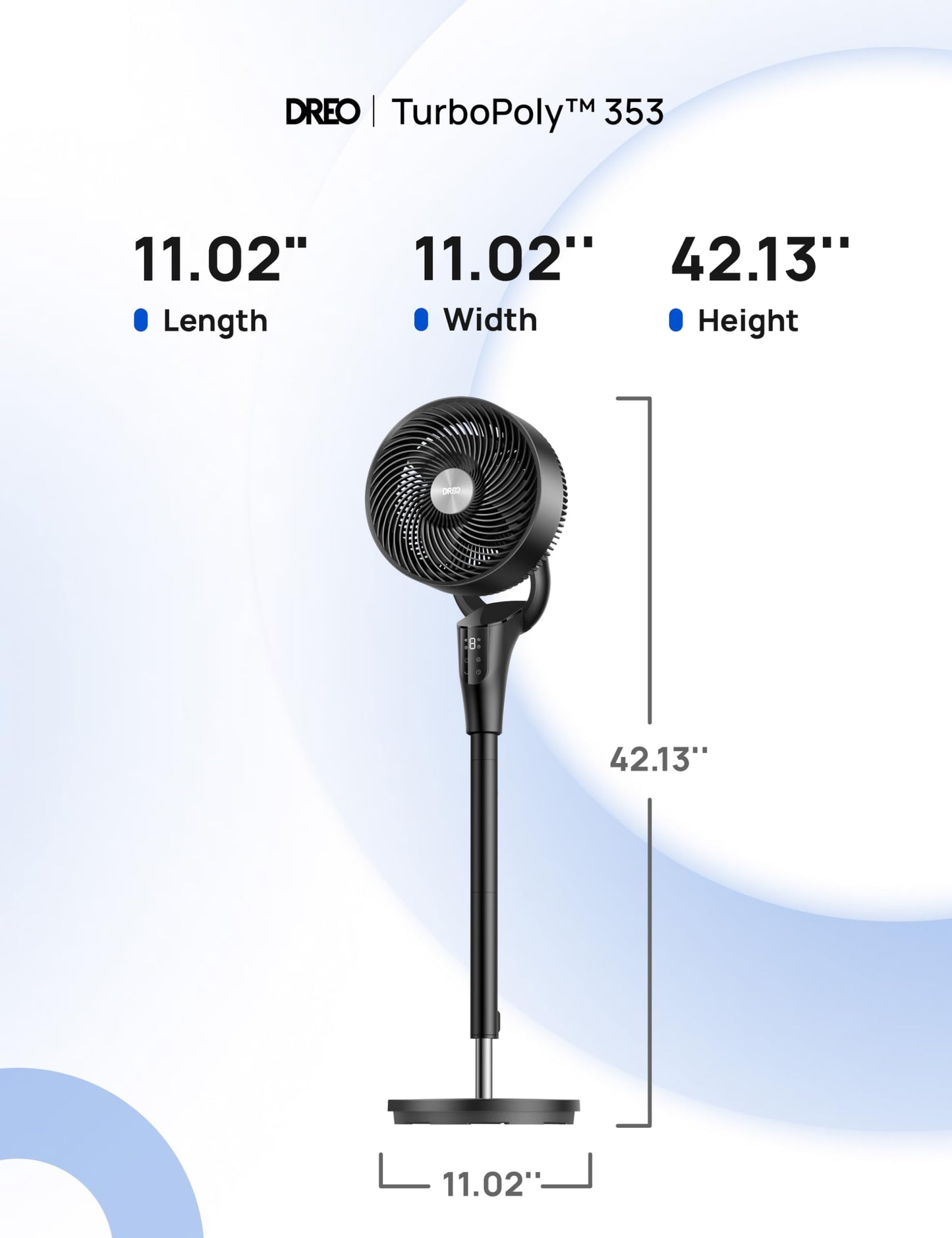 DREO Fan for Bedroom, 90° Oscillating Standing Fan, 20dB Quiet, 90ft Pedestal Fans for Room Office, DC Motor, 8+H Speeds, 3 Modes, 38-42'' Adjustable Height, Remote, 8H Timer, 105° Manual Vertical 🍁 All In One Marketplace Canada