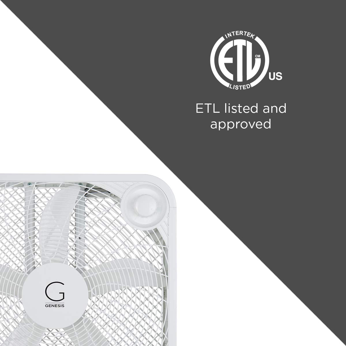 Genesis 20" Box Fan, 3 Settings, Max Cooling Technology, Carry Handle, White (G20BOX-WHT) 🍁 All In One Marketplace Canada