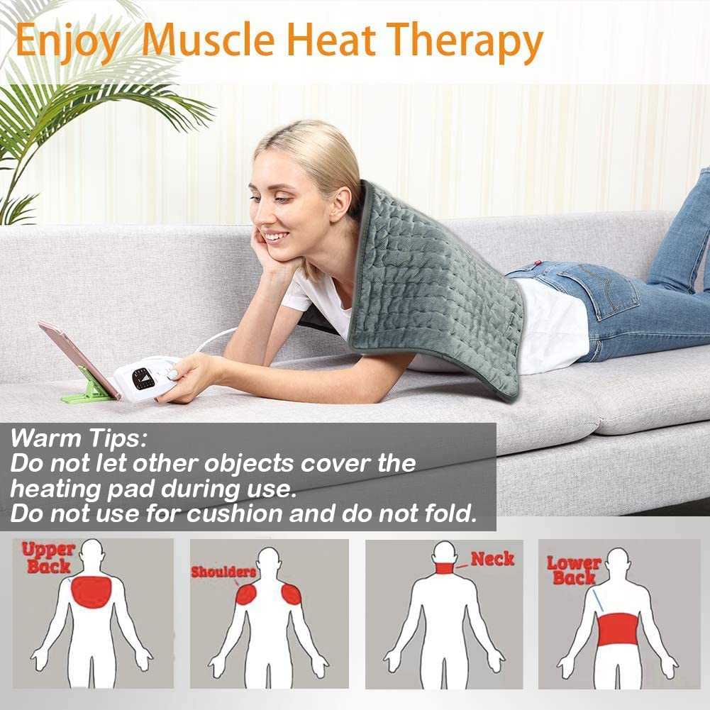 Heating Pad Electric Heat Pad, Hot Heated Pad,Moist Heat Heating Pad Moist and Dry Heat,Multiple Temp and Timer Settings (Gray green, 24"X12") 🍁 All In One Marketplace Canada