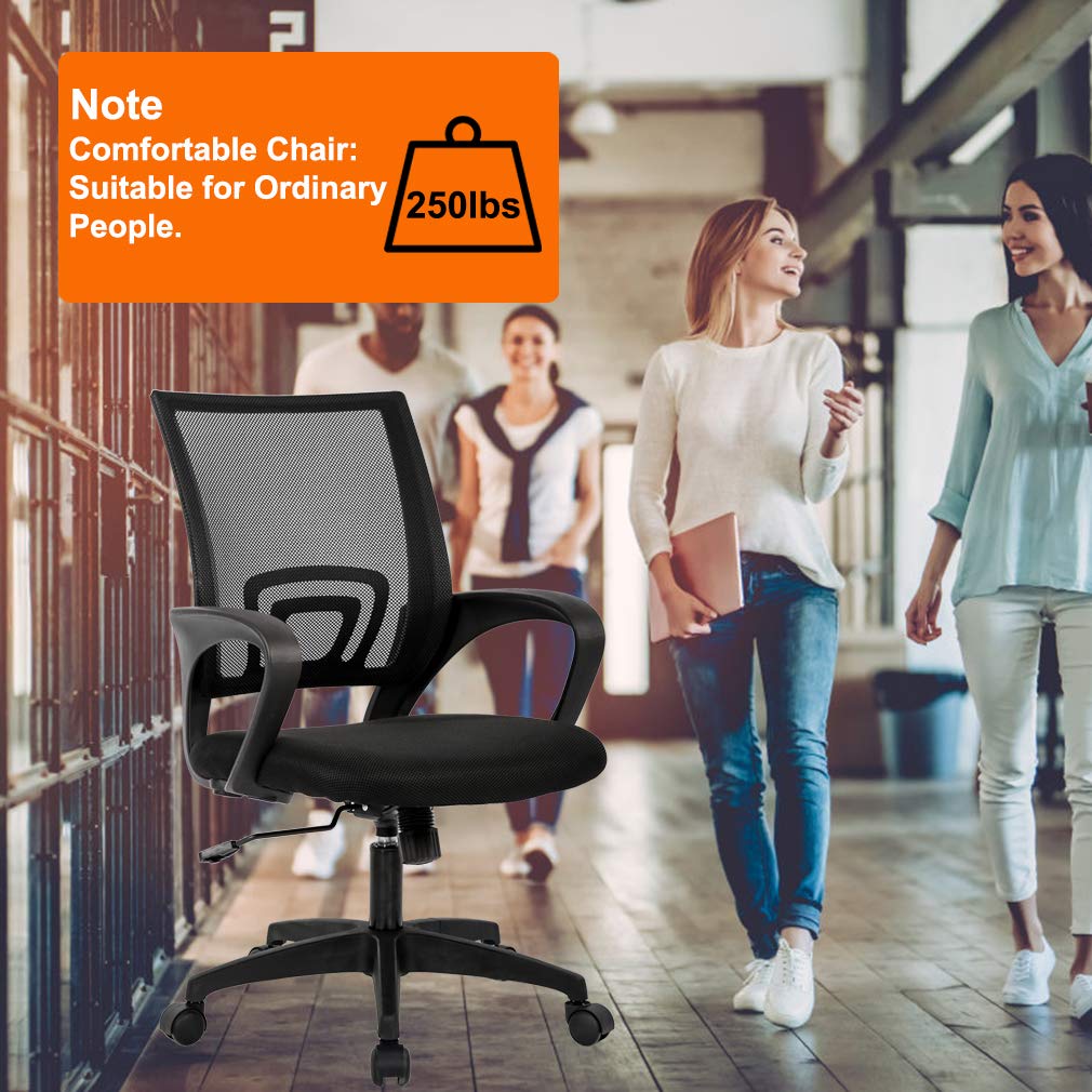 BestOffice Home Office Chair Ergonomic Desk Chair Mesh Computer Chair with Lumbar Support Armrest Executive Rolling Swivel Adjustable Mid Back Task Chair for Women Adults, Black (Black) 🍁 All In One Marketplace Canada