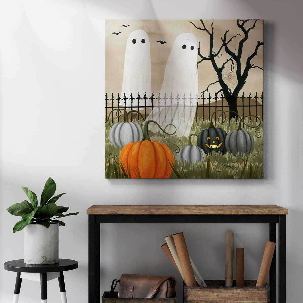 Renditions Gallery Modern Canvas Wall Art Pictures for Office Decorations Halloween Hunted Pumpkin Patch Premium Wall Hanging Wooden Artwork for Livingroom Kitchen Paintings - 16"X16" LT508