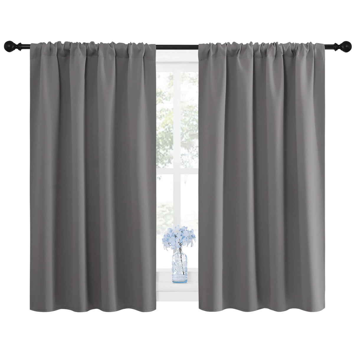 NICETOWN Blackout Kitchen Curtains 45 Inches Long, W42 x L45, Grey 🍁 All In One Marketplace Canada