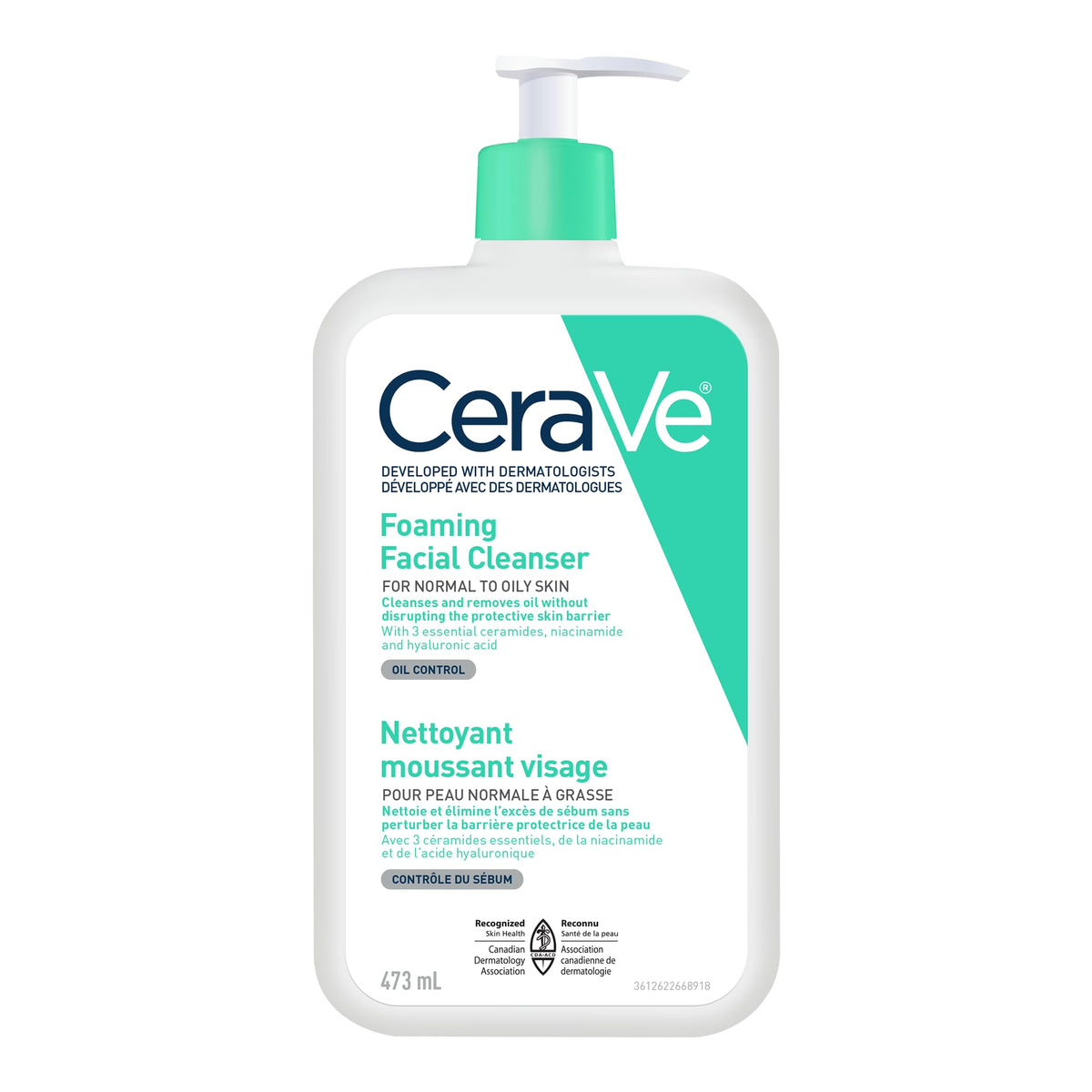 CeraVe Foaming Face Wash, Gentle Face Cleanser for Men & Women with Hyaluronic Acid, Niacinamide, Ceramides. Makeup Remover for oily skin, Fragrance-Free, Non-Comedogenic, Sensitive Skin, 473ML 🍁 All In One Marketplace Canada